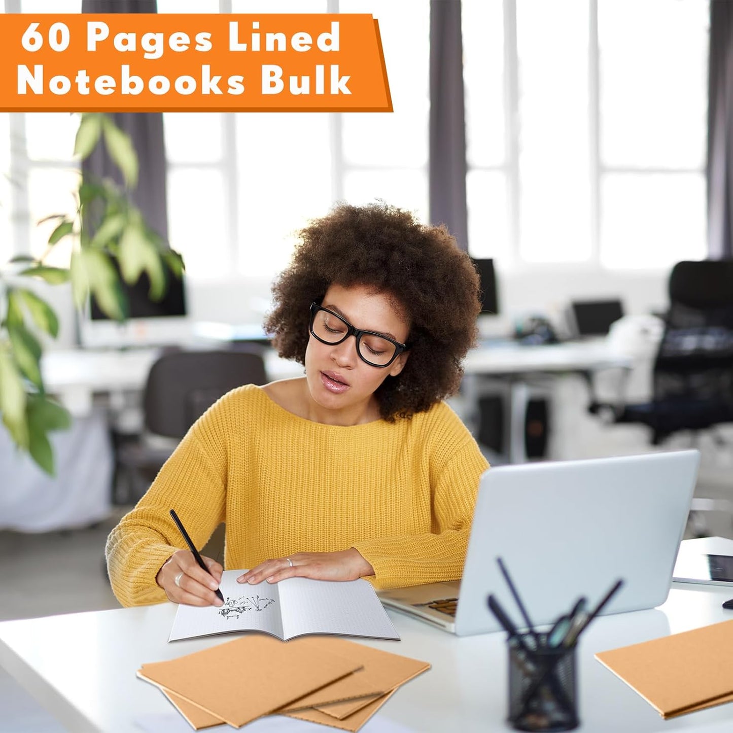 100 Pcs Kraft Notebook Journals 5.5 Inch x 8.3 Inch A5 Journal Softcover Notebooks Bulk for Kids Student Writing Sketch Office Notepad with 60 Pages 32 Sheets (Brown, Dot)