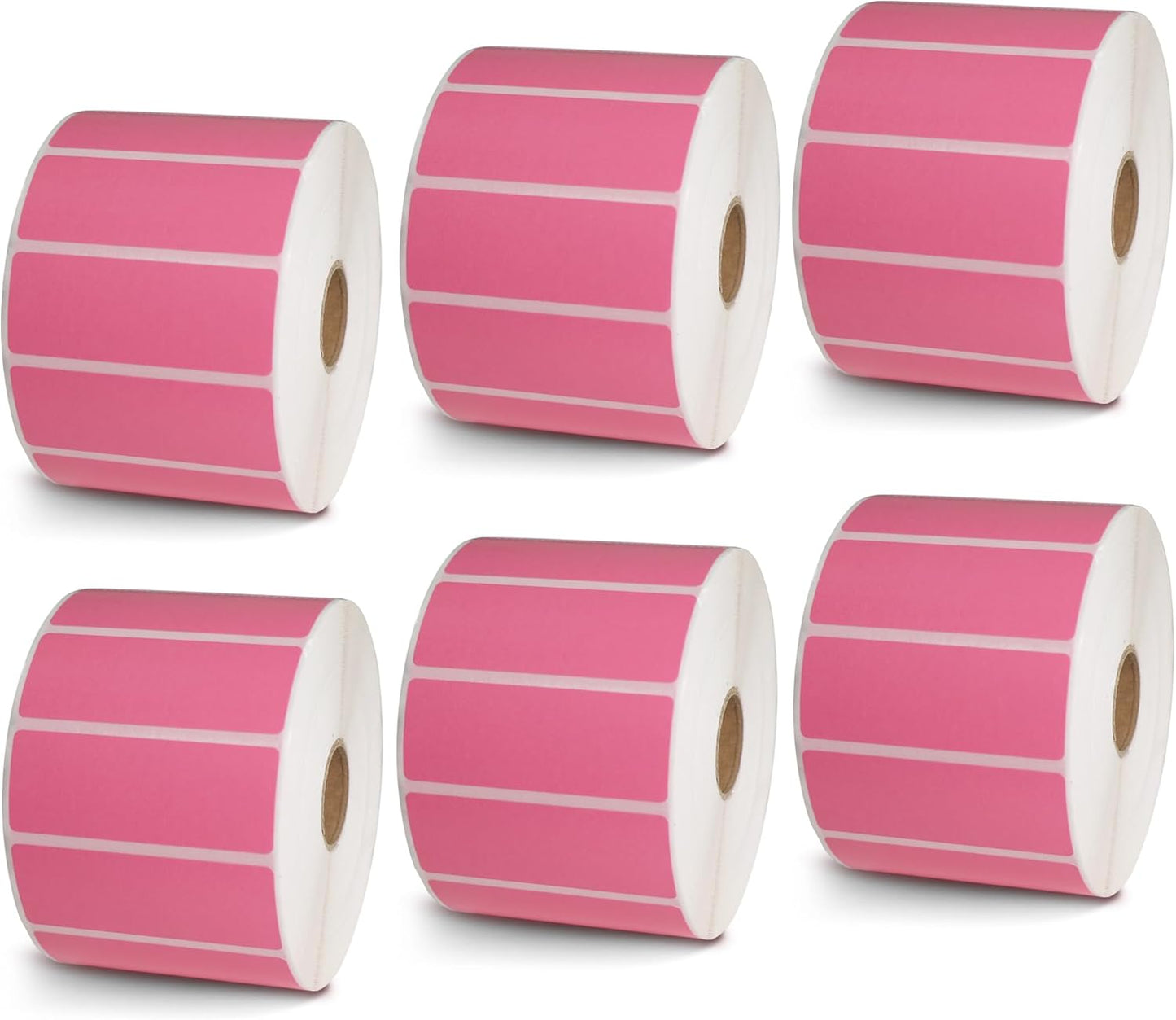 BETCKEY - 2.625" x 1" File Folder & Address Labels Compatible with Zebra/Rollo Label Printer,Premium Adhesive & Perforated[Pink, 6 Rolls, 12000 Labels]