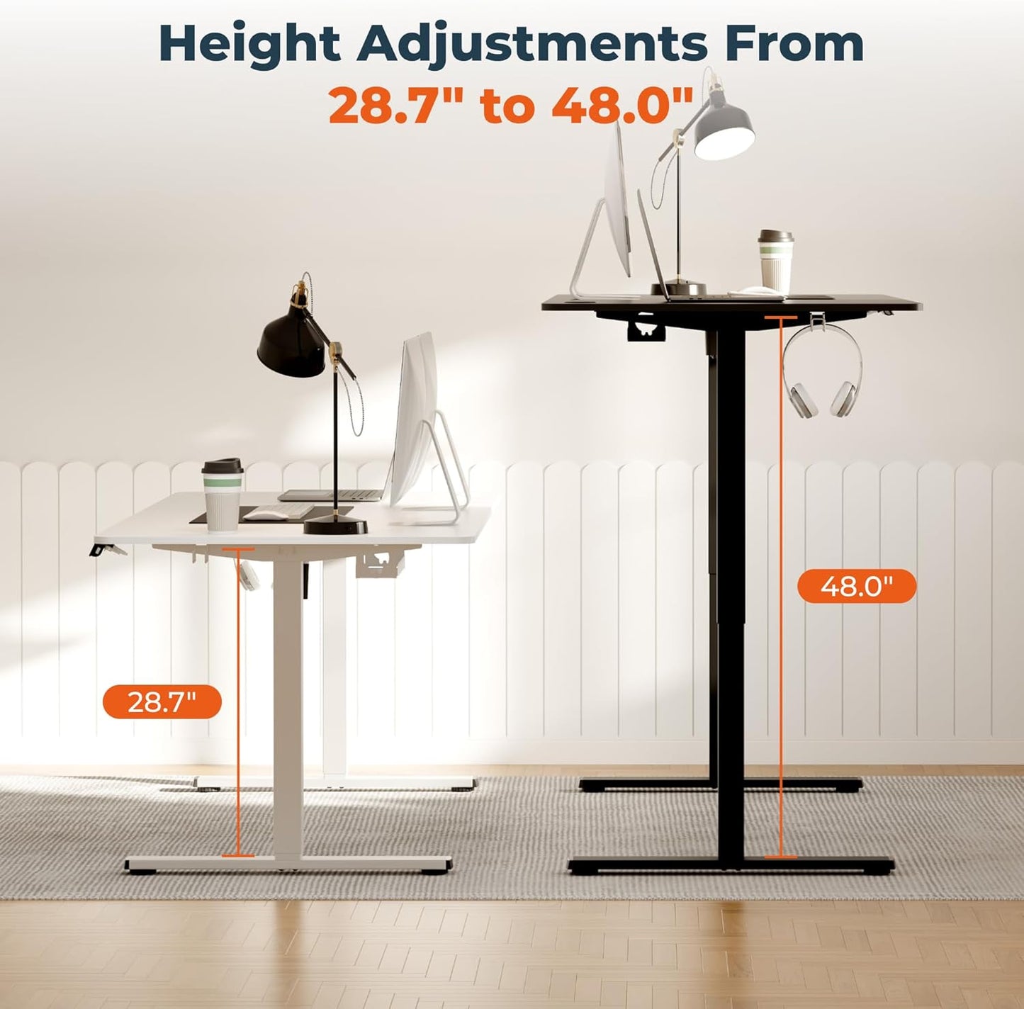 Adjustable Stand Up Desk, Large 71x31 Inches Height Adjustable Standing Desk with Cable Management, Home Office Computer Desk with Memory Preset & Charging USB Port & Sedentary Reminder