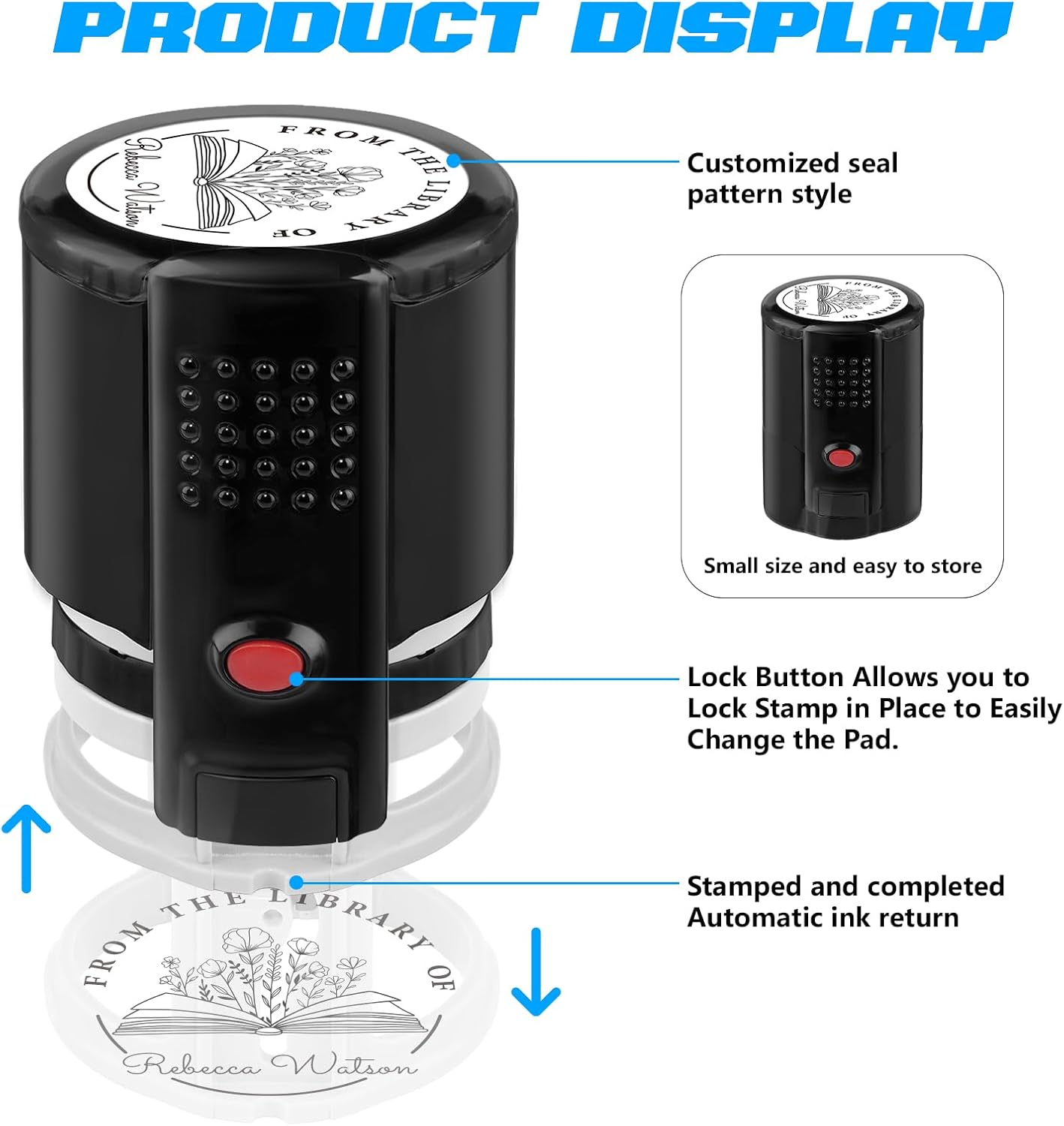 Custom Self-Inking Stamps | Personalized Book Stamp Gift for Book Lovers | 5 Ink Colors (Style05)