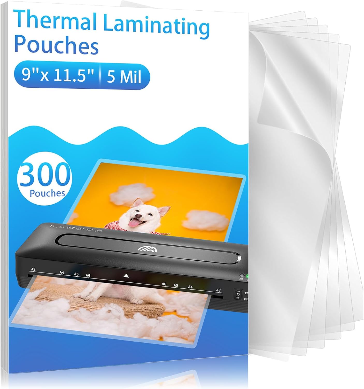 Clear Thermal Laminating Pouches – 9 x 11.5 Inch, 5 mil Thick (300 Pack) – Professional-Grade Lamination Sheets for Documents, Photos & Crafts – Fits 8.5 x 11 Letter Size Paper - [5mil 300 Packs]