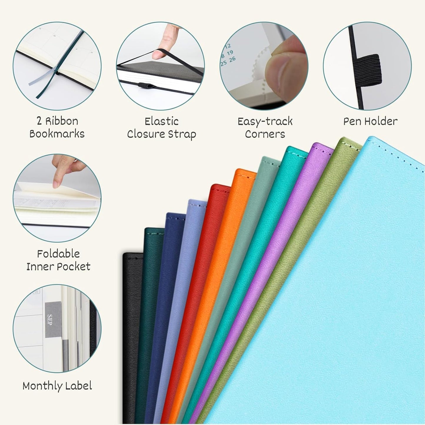 BEZEND Pocket Planner 2025-2026 Weekly and Monthly, 3.5" x 6" Academic Planner (Jul 25-Dec 26) 18-Month Mid-Year Calendar Book, Storage Pocket, Pen Holder, PU Leather Hardcover - Orange