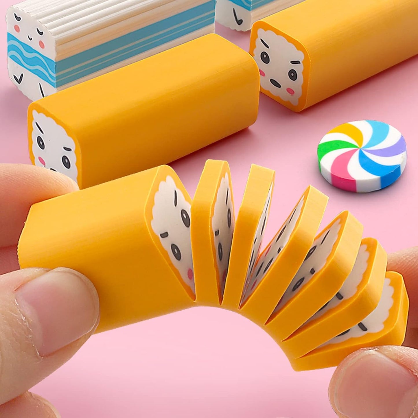 Food Erasers 12 Pack Sushi Desserts Desk Pet Erasers for Kids Cute Fun School Supplies Prize Gifts Party Favors