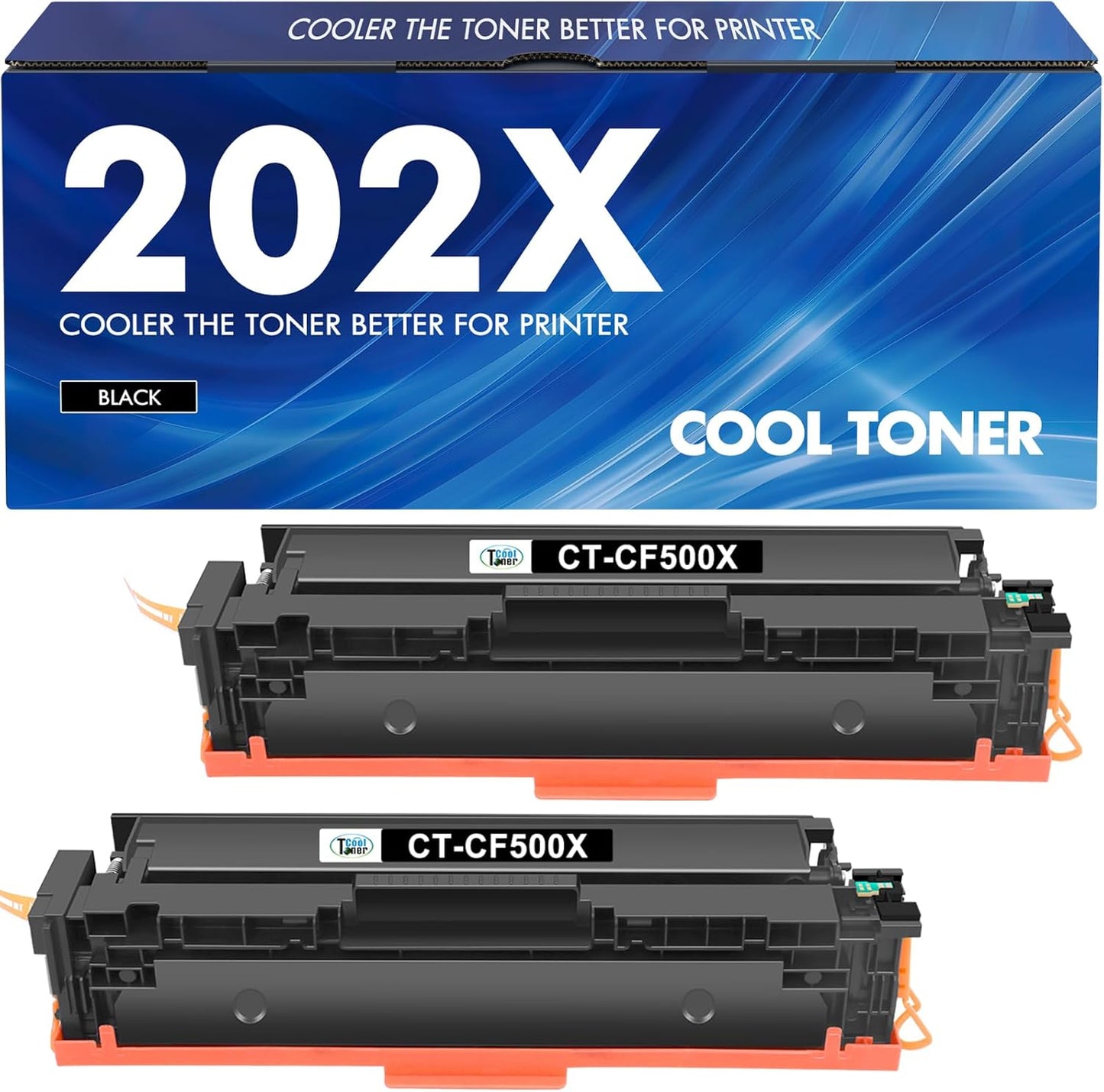 202X 202A Black High Yield Toner Cartridges: Compatible Replacement for HP 202X CF500X 202A CF500A Color Laserjet Pro MFP M281fdw M281cdw M281fdn M254dn M254nw M281 M254 Toner Printer (2 Pack)