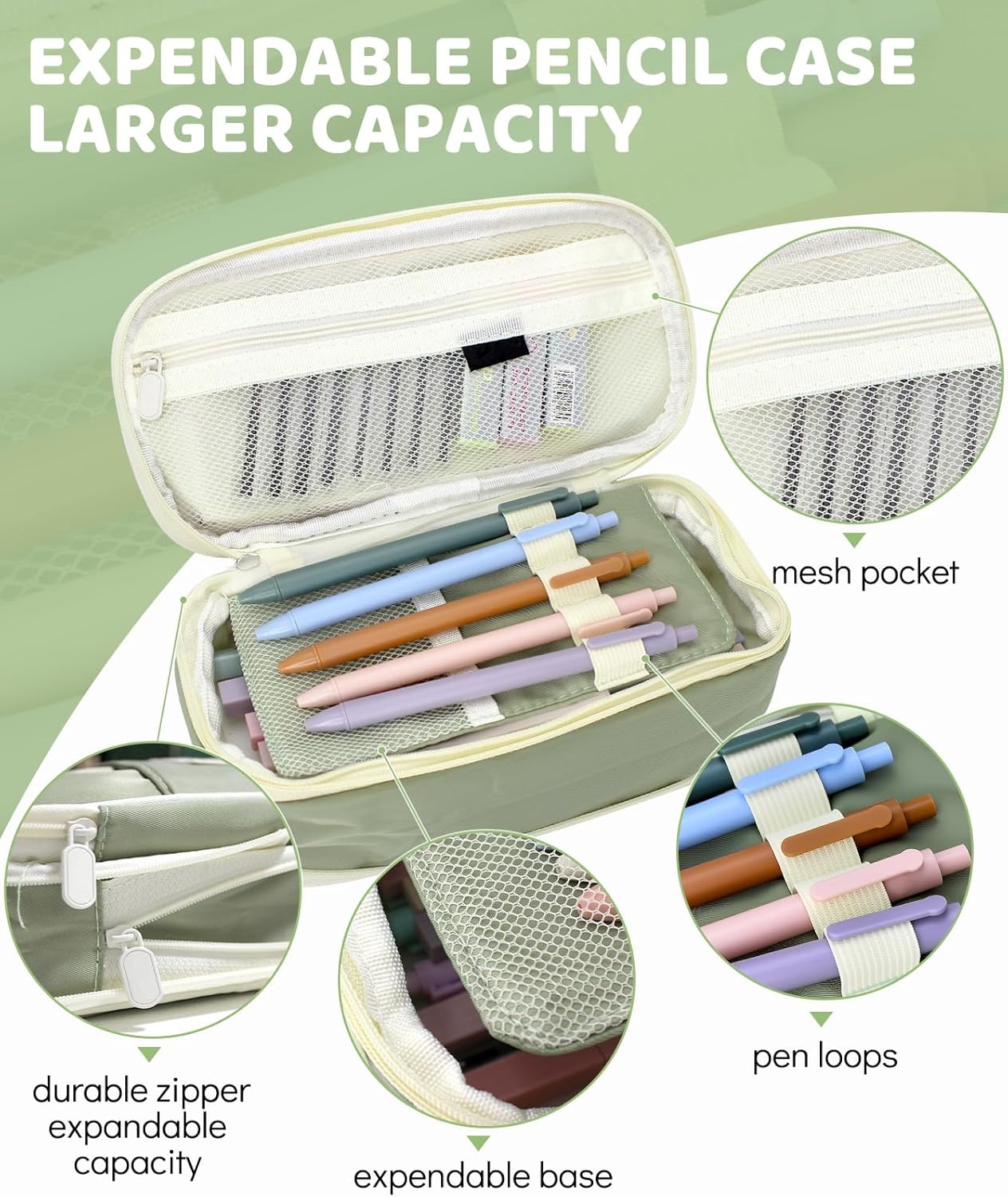 46 PCS Aesthetic School Supplies with Pencil Case, Pastel Highlighters, Erasable Pens, Refills, Mechanical Pencils for Students Stationary College Essentials