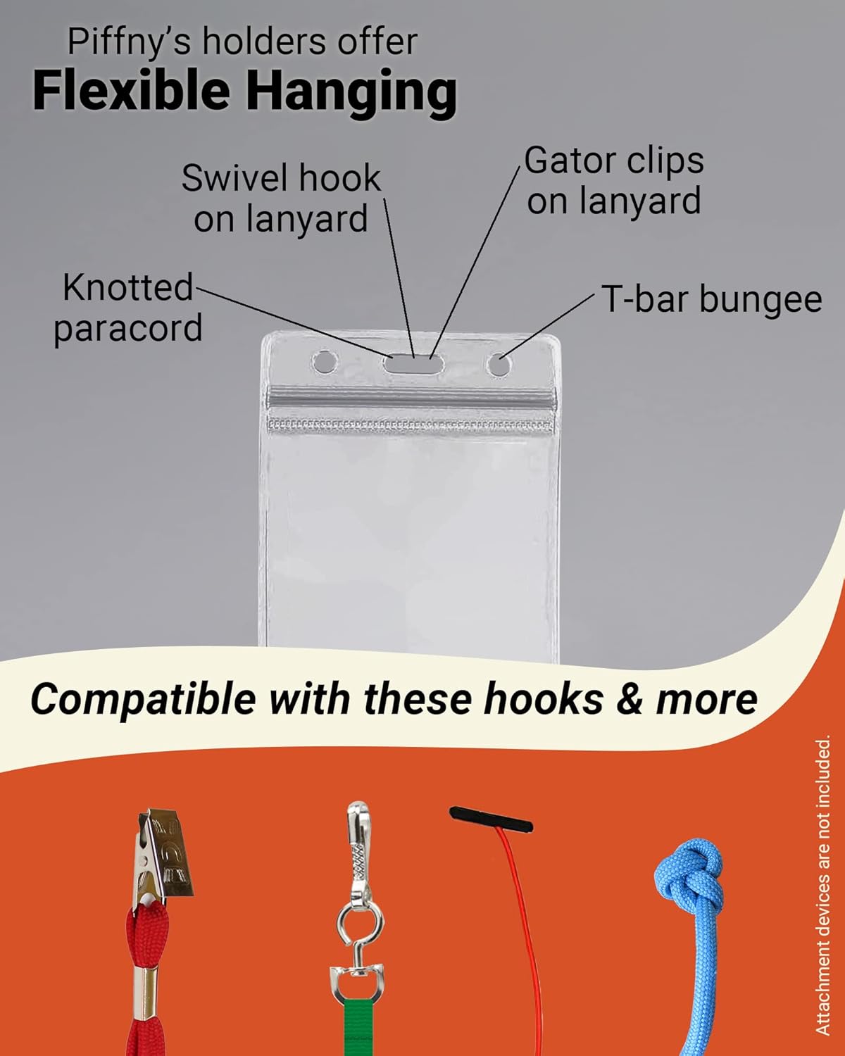 Clear ID Holder for Lanyard - ID Card Holder Waterproof (Inches, 2.25 x 3.5 Vertical 12 Pack)