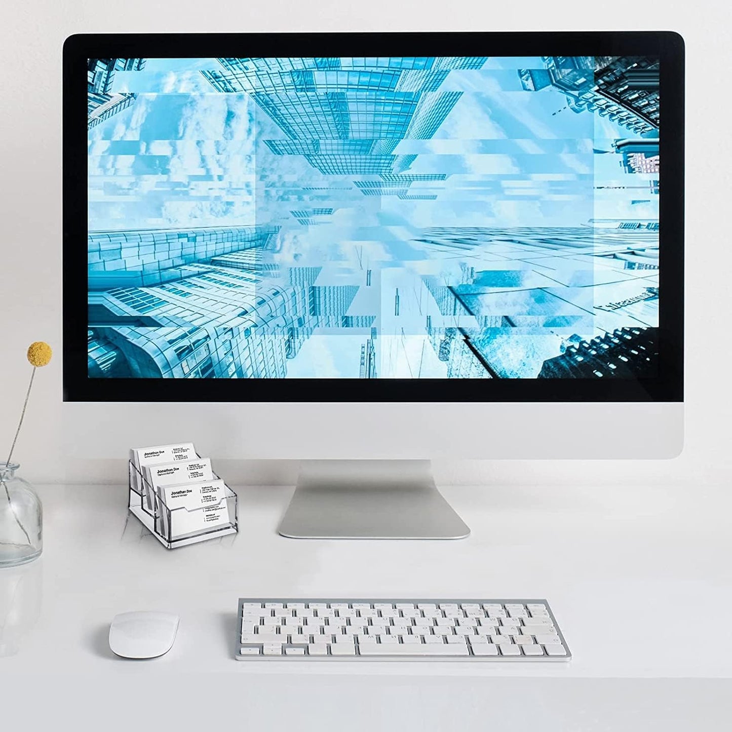 3 Pack Clear Acrylic Business Card Holder,3 Tier Premium Acrylic Clear Business Card Holder Stand for Desk Fits 150 Business Cards