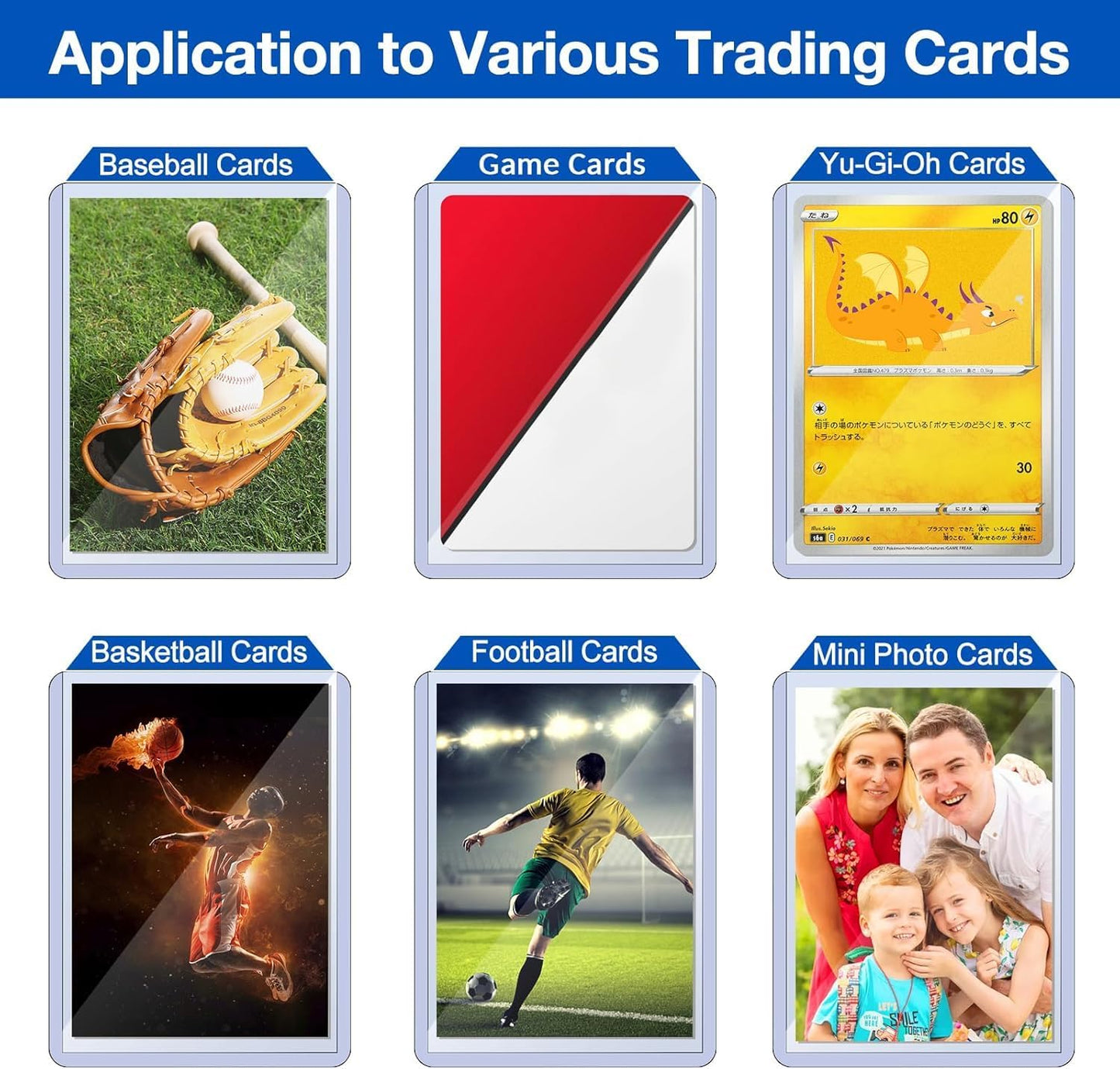 300 Card Sleeves Top Loaders for Cards, Sooez Premium 35PT 3"X4" Baseball Card Protectors Hard Plastic Toploaders, Card Holder for Trading Sports Football Cards(100 Top loaders + 200 Penny Sleeves)