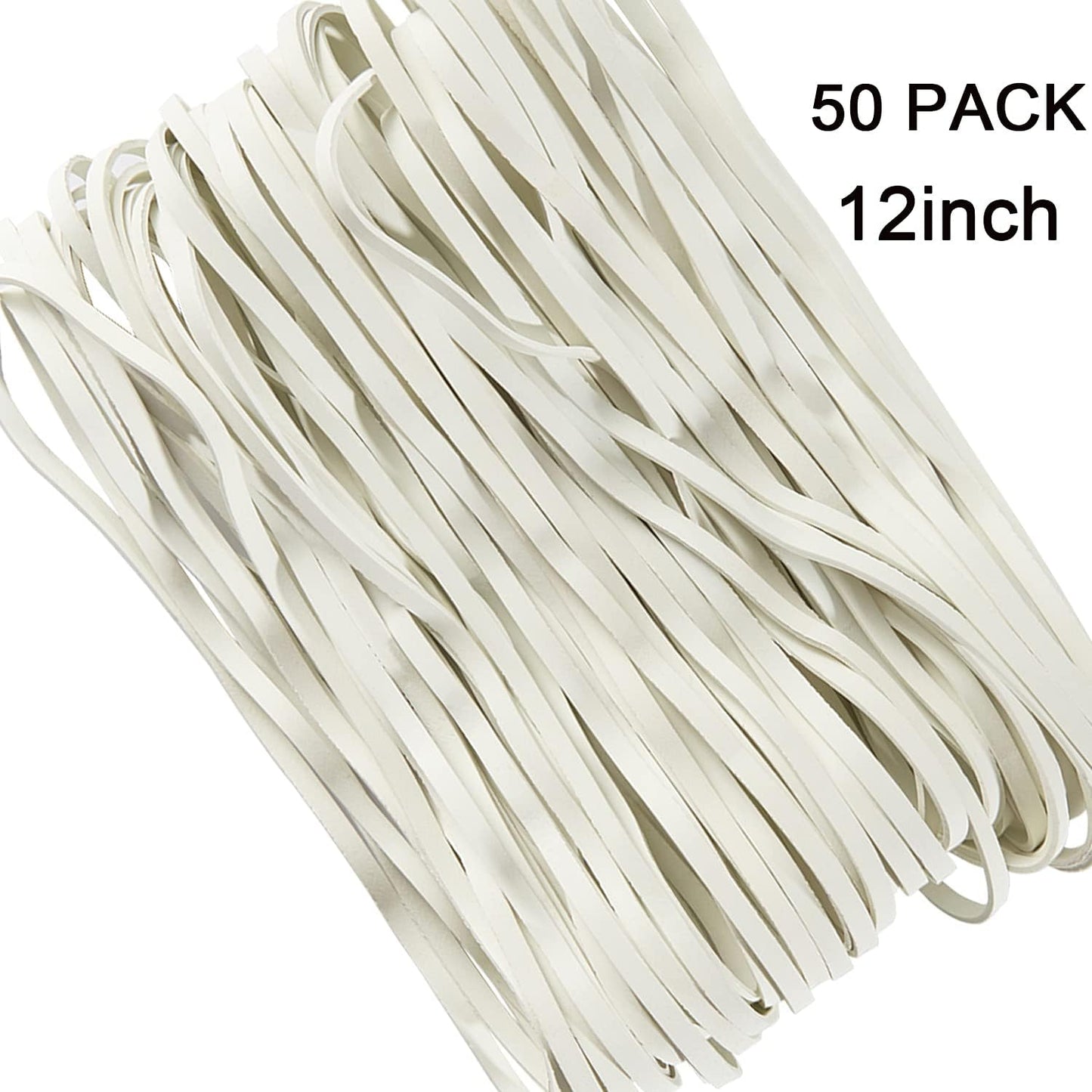 AMUU Rubber Bands 12inch Large 35 Pieces Rubber Bands Fits 8-33 Gallon Trash Cans File folders Elastic Bands for Office Supplies Home White rubber band Trash Cans