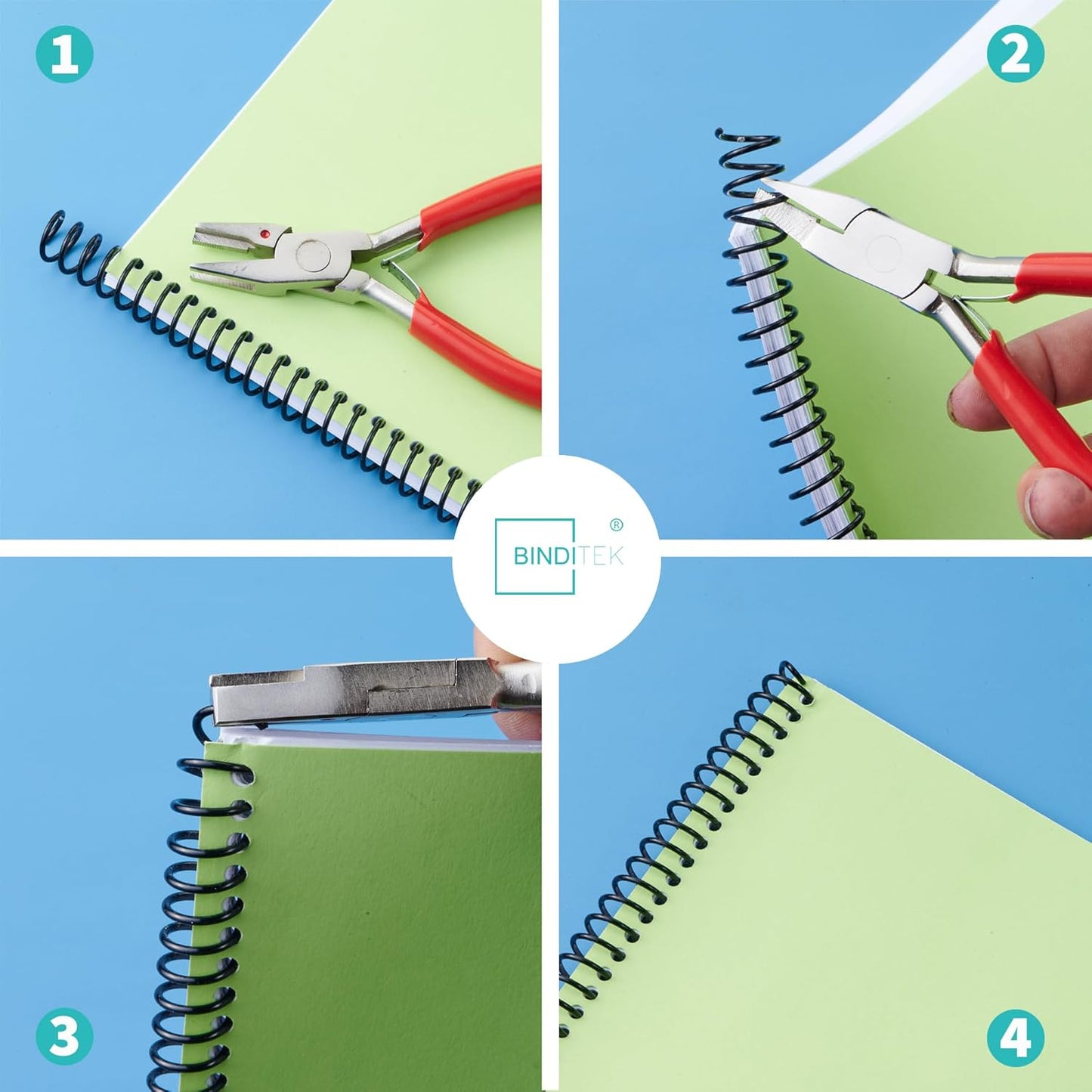 Binditek 200 Pack Plastic Spiral Binding Coils, 8mm(5/16"), 40 Sheet Capacity, 4:1 Pitch, Black, 48Loops, for Letter Size, for Students and Coworkers