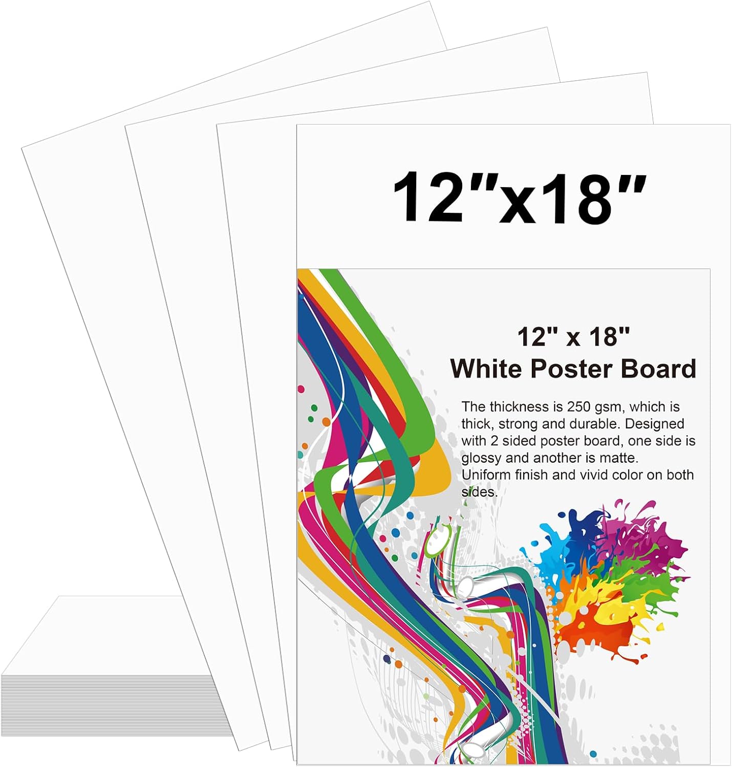 10 Pcs 12" x 18" Poster Board White Poster Board Paper Bulk 250 GSM Thickness Vision Boards Smart PosterBoard for Drawing School Arts Craft Projects Presentations Scrapbooking Blank Graphic Display