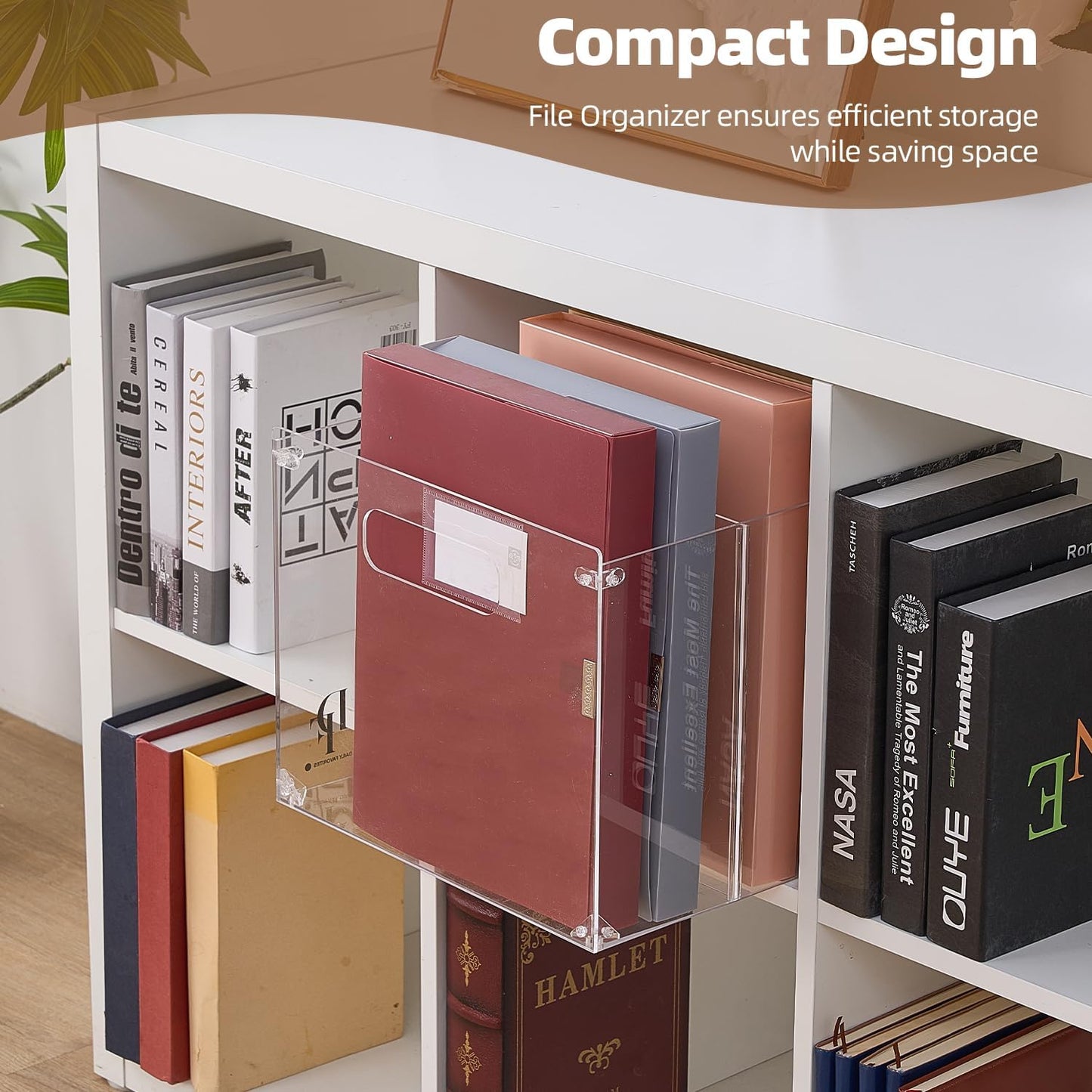 DF 3-Section Acrylic File Organizer with Handles – Clear File box for Documents, Books & Office Supplies – Desktop Hanging File Organizer - Compact and Durable Design for Home or Office Use