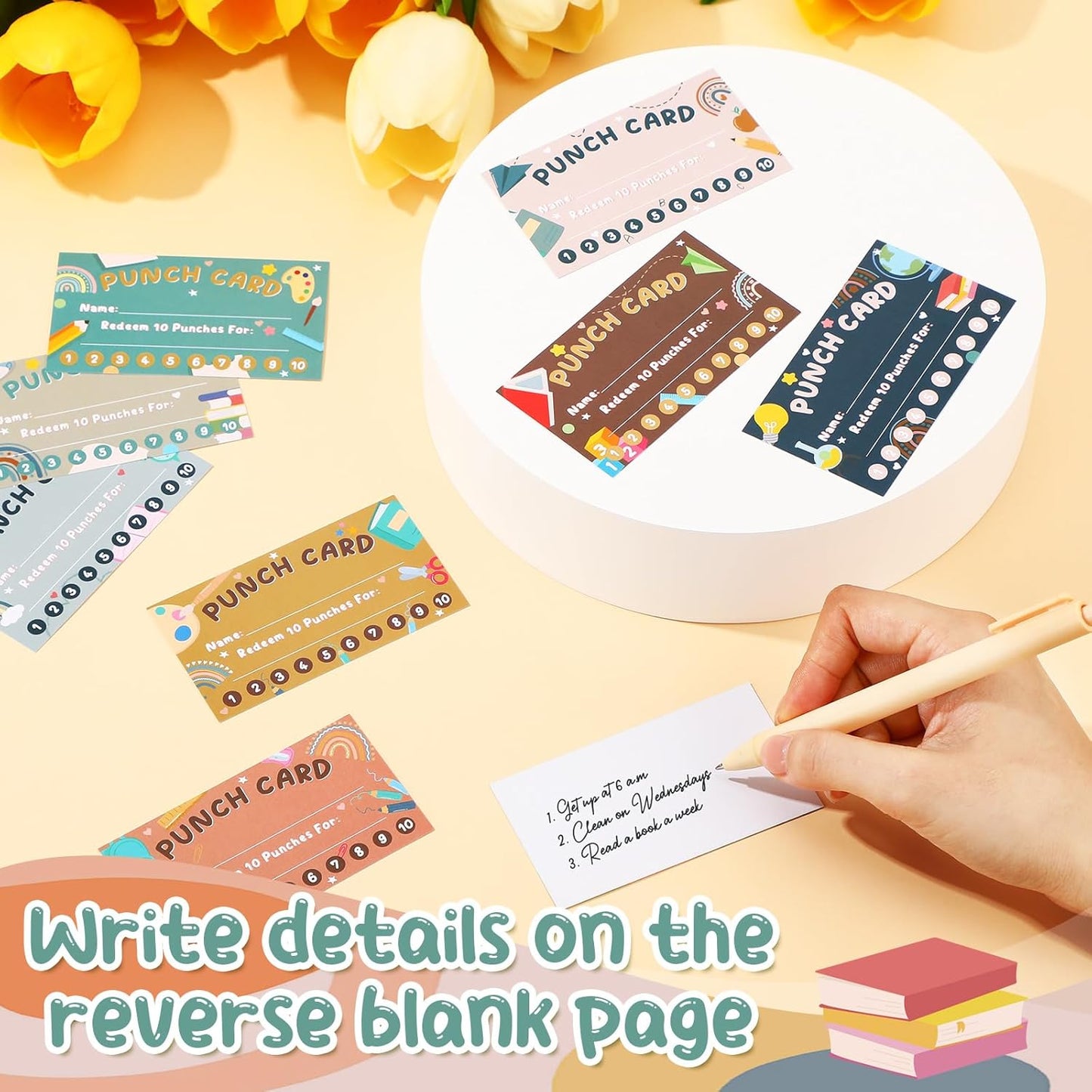 Fumete 400 Pcs Punch Cards for Classroom Reward Cards Behavior Incentive Loyalty Awards for Kids Students Teachers School Business, 8 Styles, 3.5 x 2 in(10 Morandi Punches Style)