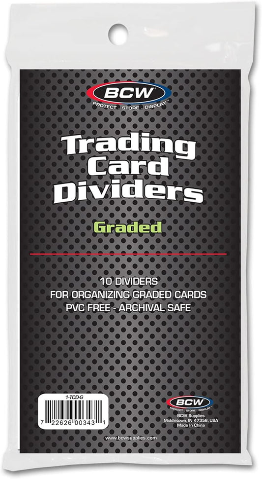 BCW Graded Trading Card Dividers - 10 ct | Archival Quality, Write-On Index Tab, 3 1/4 X 5 11/16 Inches | Fits Graded Shoe Boxes and Super Vault Boxes | Card Collection Organizer Dividers