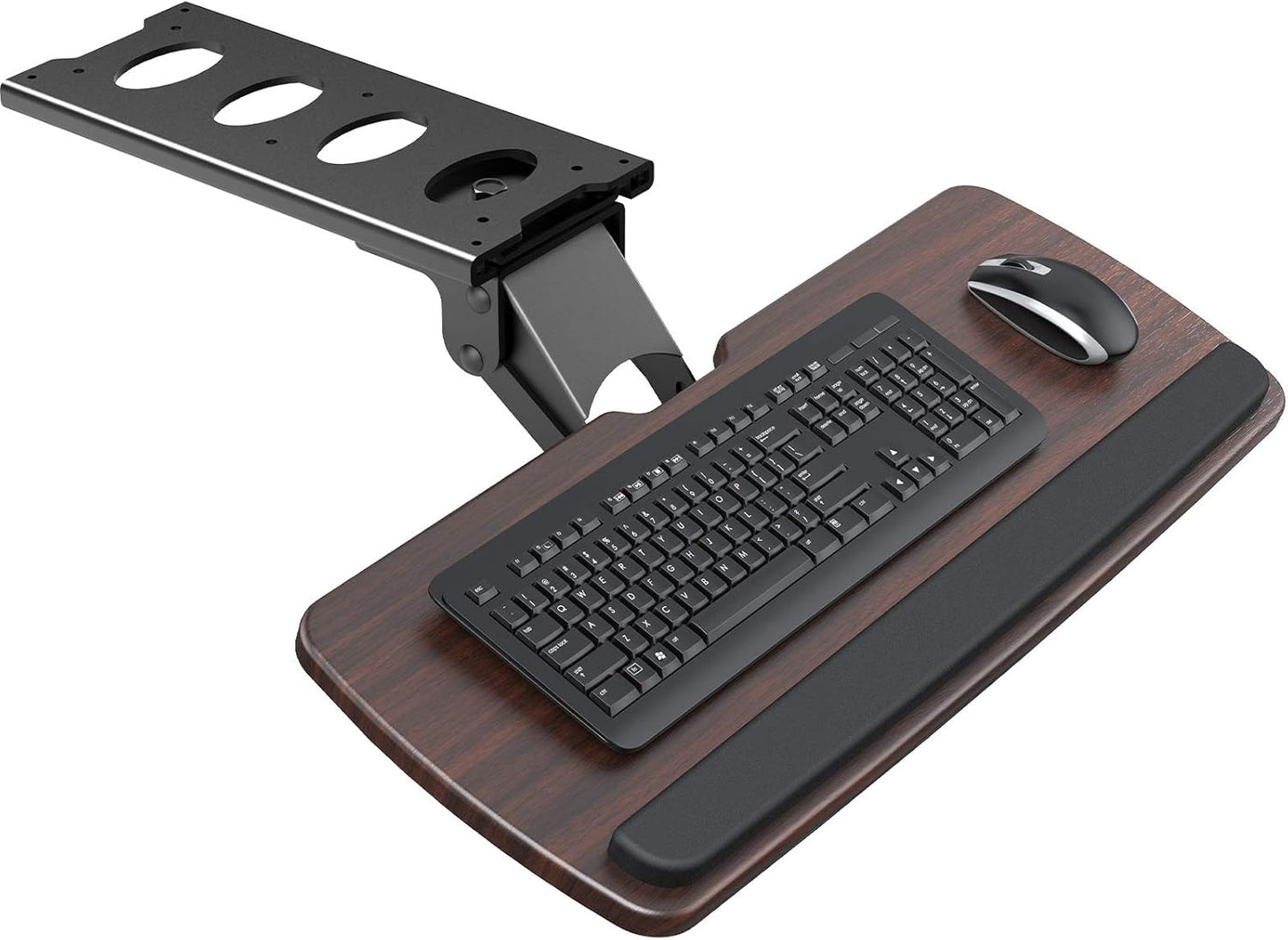 HUANUO Keyboard Tray Under Desk，360 Adjustable Ergonomic Sliding Keyboard & Mouse Tray, 25" W x 9.8" D, Brown