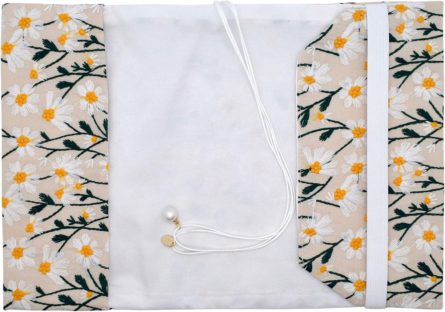 BLBMH Embroidery Book Covers for Paperbacks Fit for 5.5x8.5 inch Adjustable Book Sleeve Cover for Women Over 15 Soft Cloth Protector for Privacy Notebook Novels - Daisy 3