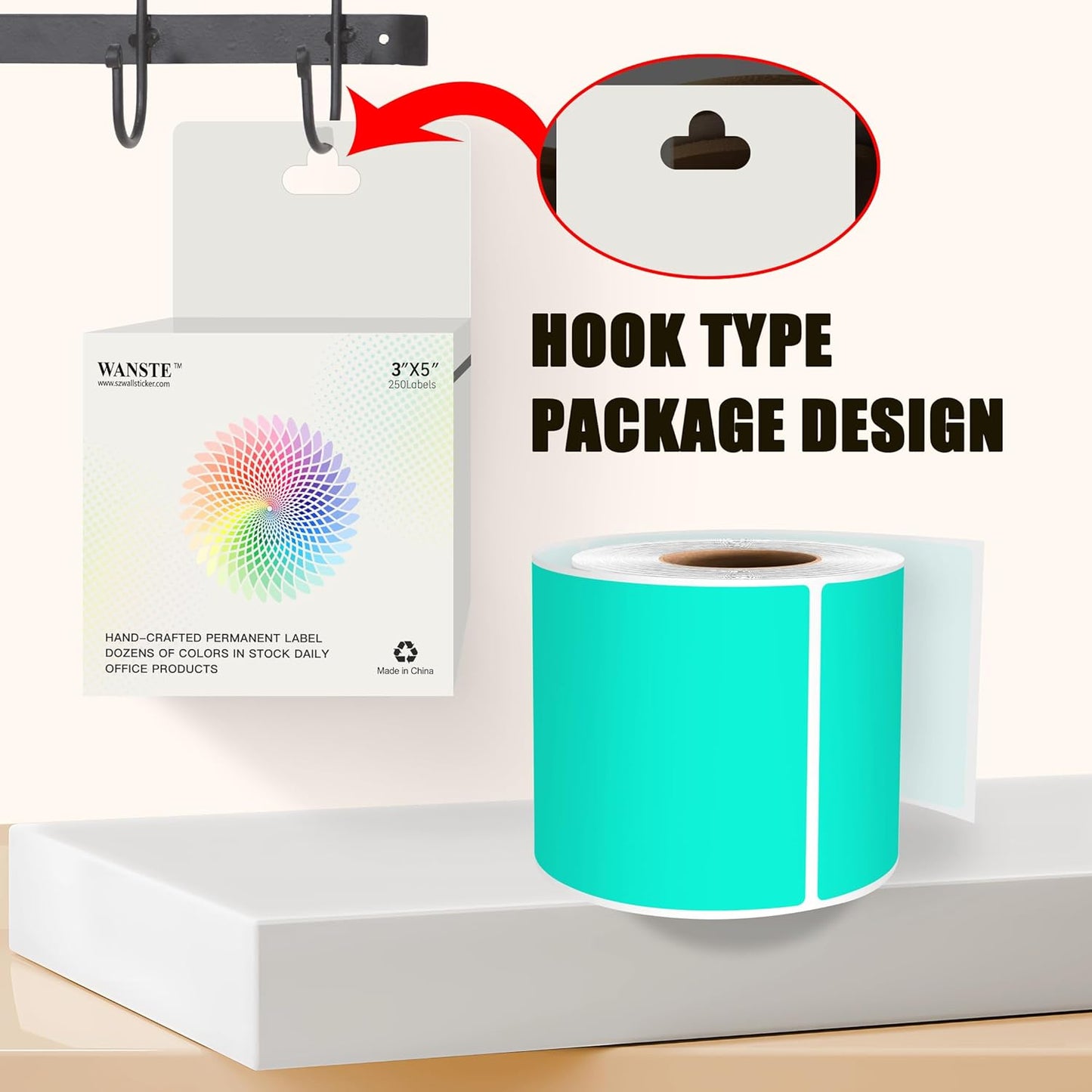 3 x 5 Inch 250Pcs Rectangle Color Coding Stickers,Strong Adhesion Moving Labels for Organization,Inventory,Business,Aqua