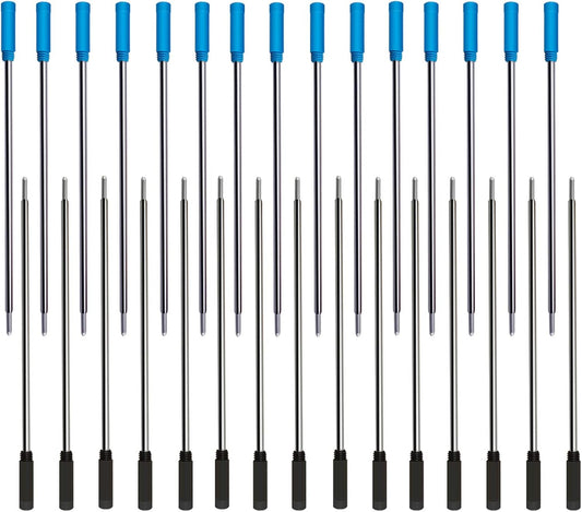 4.5” Replaceable Ballpoint Pen Refills, 30 Pack Smooth Writing Ballpoint Refills for Cross Style Pen (Black and Blue Ink Refills)