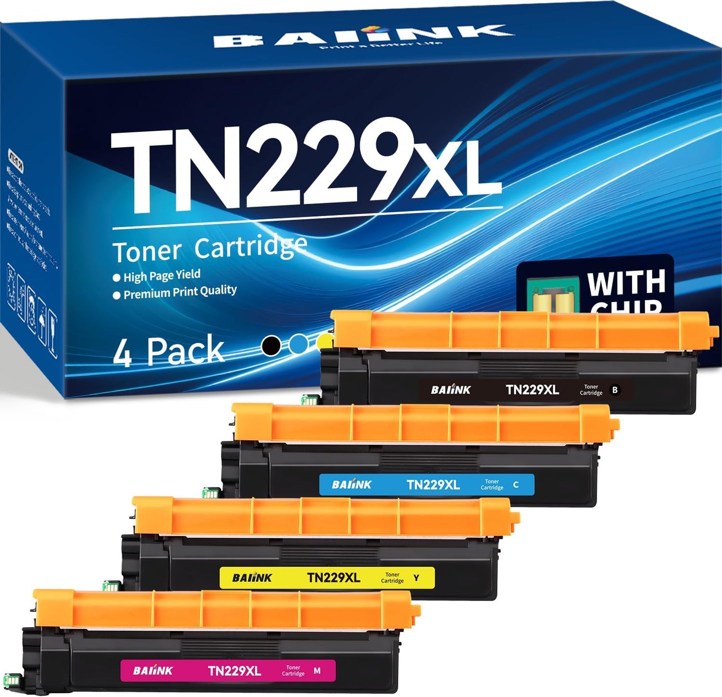 Compatible Toner Cartridges Replacement for Brother TN229XL TN-229XL TN229 XL 229 229XXL Compatible for MFC-L3780CDW MFC-L3720CDW HL-L3280CDW HL-L3220CDW HL-L3300CDW HL-L3295CDW Printer