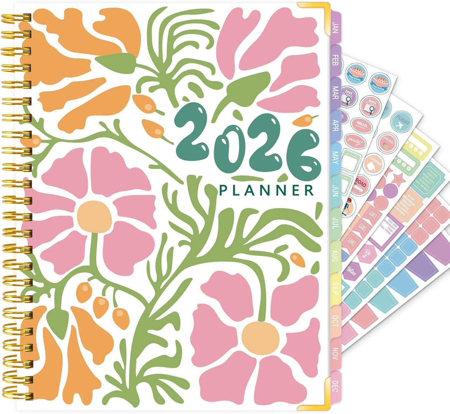 GuassLee 2026 Planner – Weekly & Monthly Planner Organizer from Jan 2026 - Dec 2026, 6.1"x8.4" Daily Agenda Planning Book with Pocket, Stickers & Tabs for Women Students Office, A5 Size