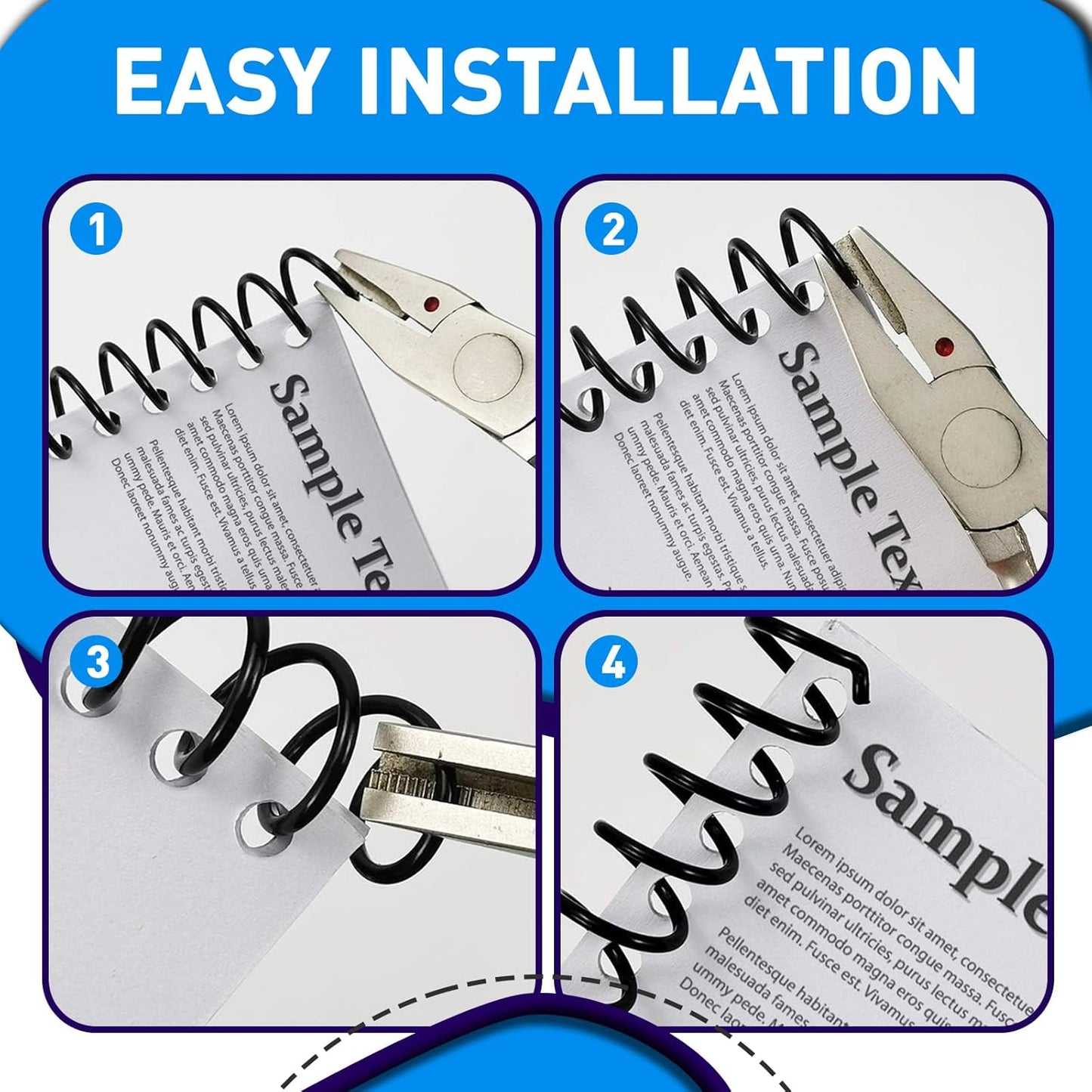 150 Pack Spiral Binding Coils, 4:1 Pitch Plastic Binding Coils Kit, 6 Different Sizes Spiral Coils for Binding 1/4", 5/16", 3/8", 1/2", 5/8", 3/4", Black Binding Spirals