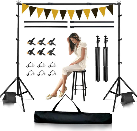 Backdrop Stand, 8.5x10ft Photo Studio Backdrop Support System,Adjustable Backdrops Stand for Parties, Photography, Photo Booth, Projector Screen, Movie Screen, Portraits, Streaming