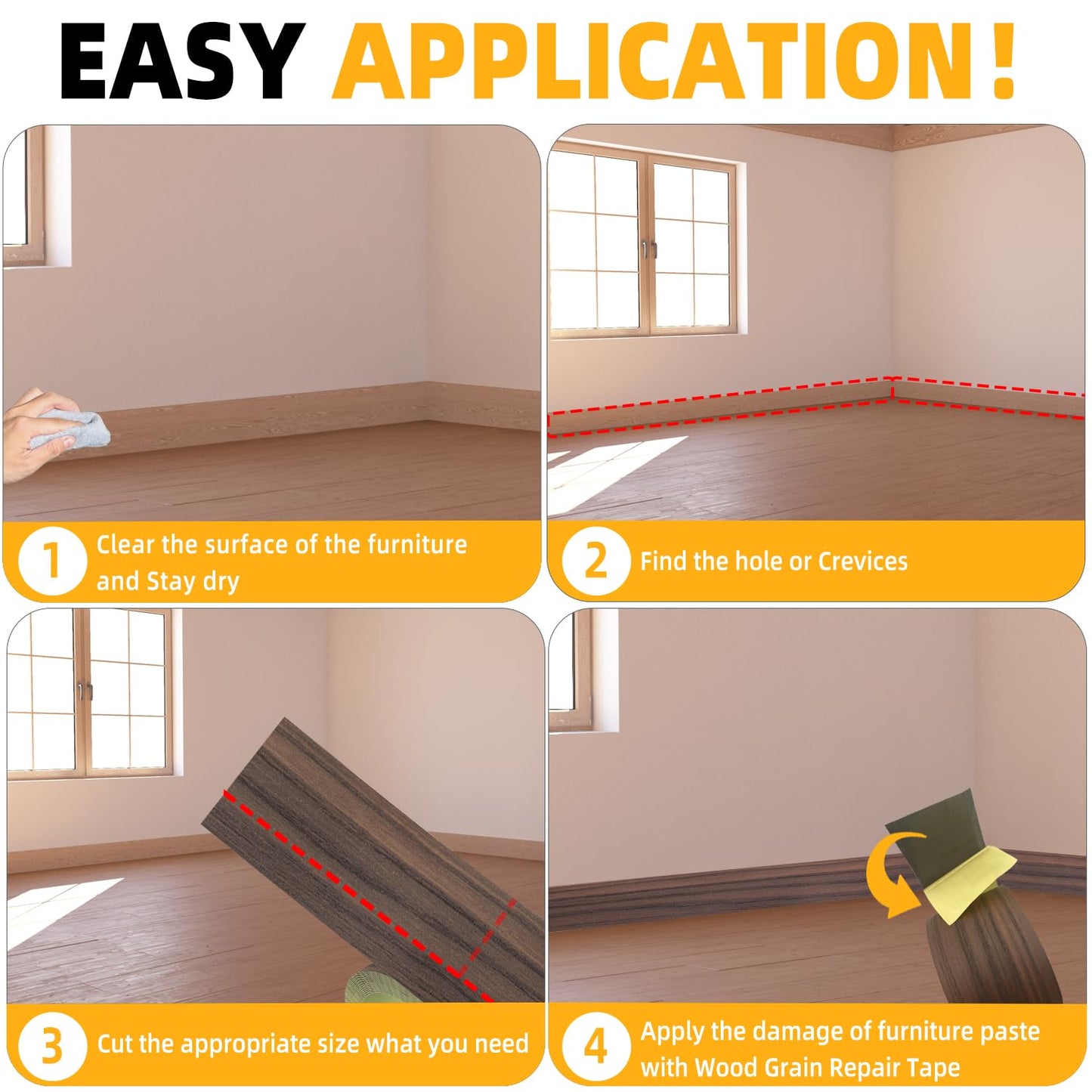 GSCIT Club Wood Grain Repair Tape, 2.3 inch X 15ft Self Adhesive Walnut Grain Repair Patch for Tables, Chairs, Baseboards, Doors, Windows, Floors, Handicraft DIY.