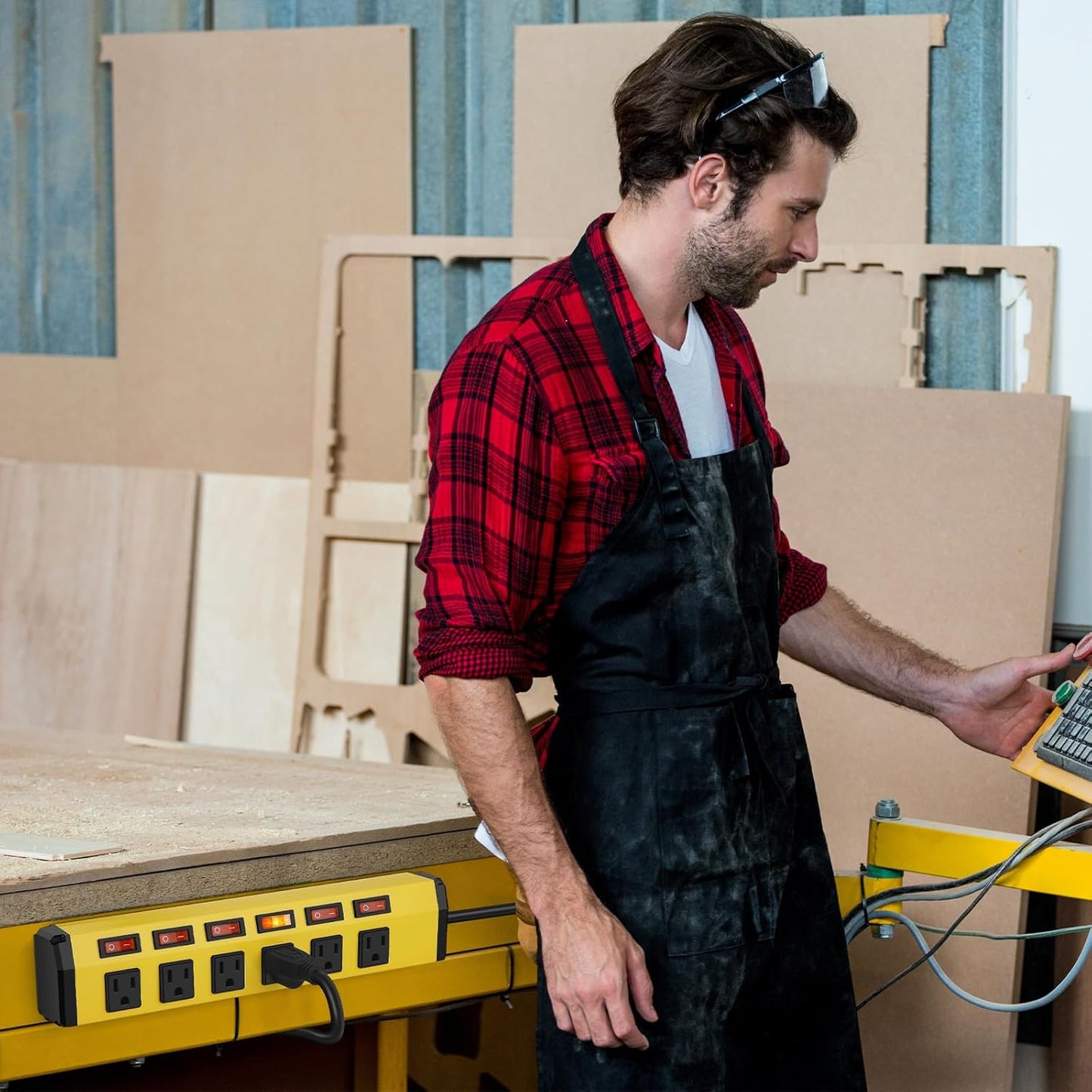 ANNQUAN 3PCS 6 Outlet Metal Power Strip with 6 Individual Switches,Heavy Duty Power Strip 1200J 15A 6FT Cord Home Office Industrial Commercial Shop