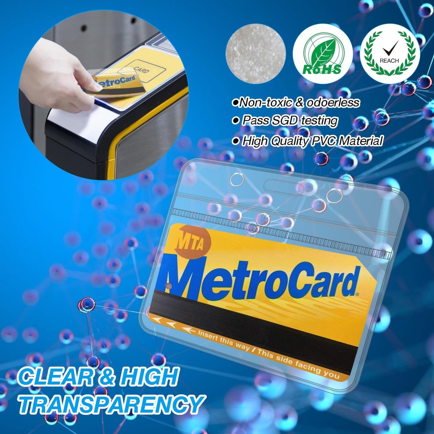 100 Pcs Badge Holders with Clip Extra Thick Clear Name Tag Holder Card Holders Plastic Horizontal Name Badge Holder with Waterproof Resealable Zip