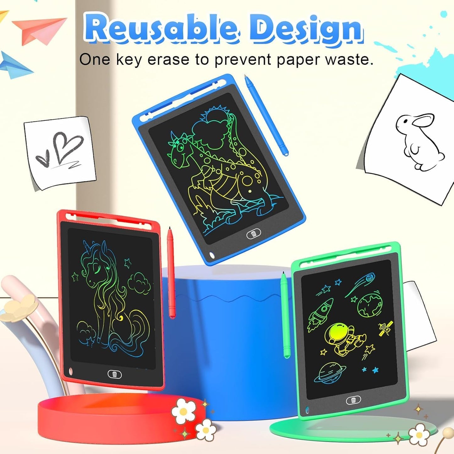 12 Pack LCD Writing Tablet for Kids, 8.5 Inch Colorful Doodle Board Drawing Tablet, Erasable Doodle Pad for Toddlers, Educational Learning Toys Birthday Gifts for Boys Girls Age 3 4 5 6 7 8