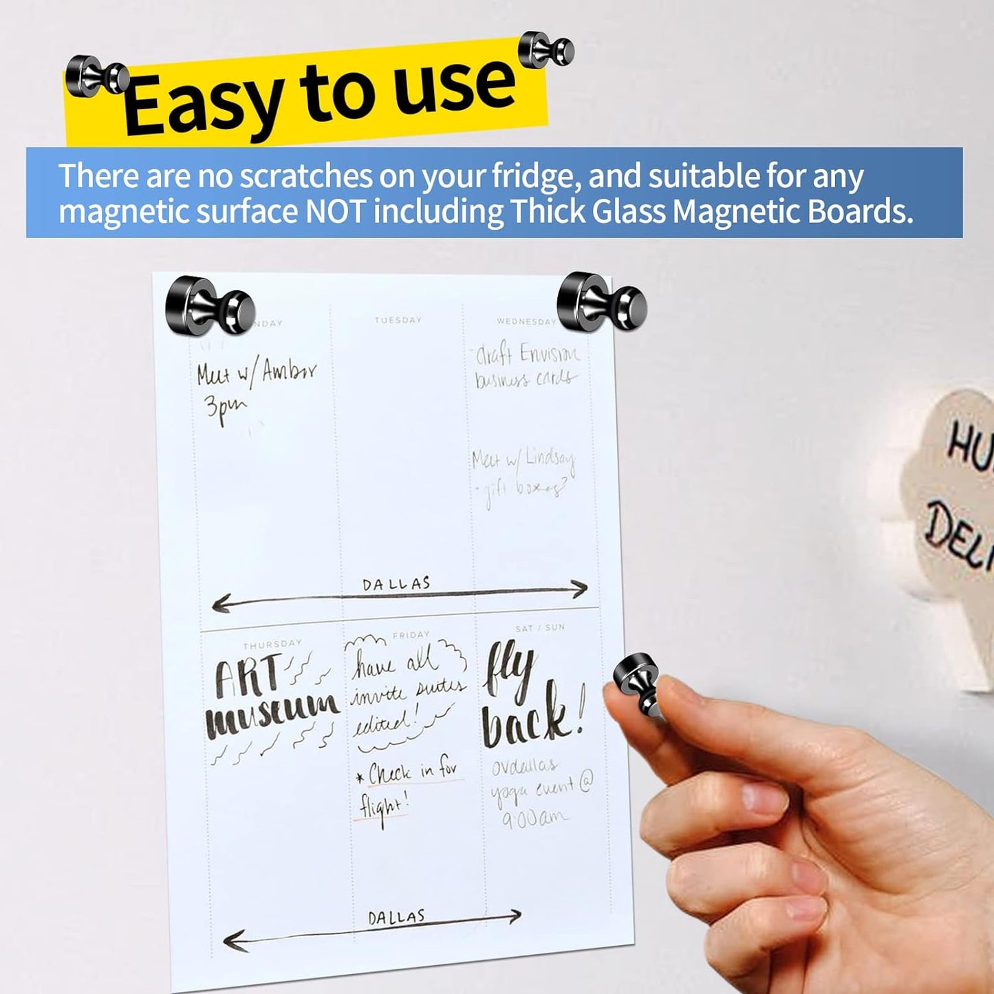 24Pack Black Fridge Magnet Refrigerator Magnets Strong Magnets for Whiteboard Lockers Fridge Office Classroom Kitchen Home Adults