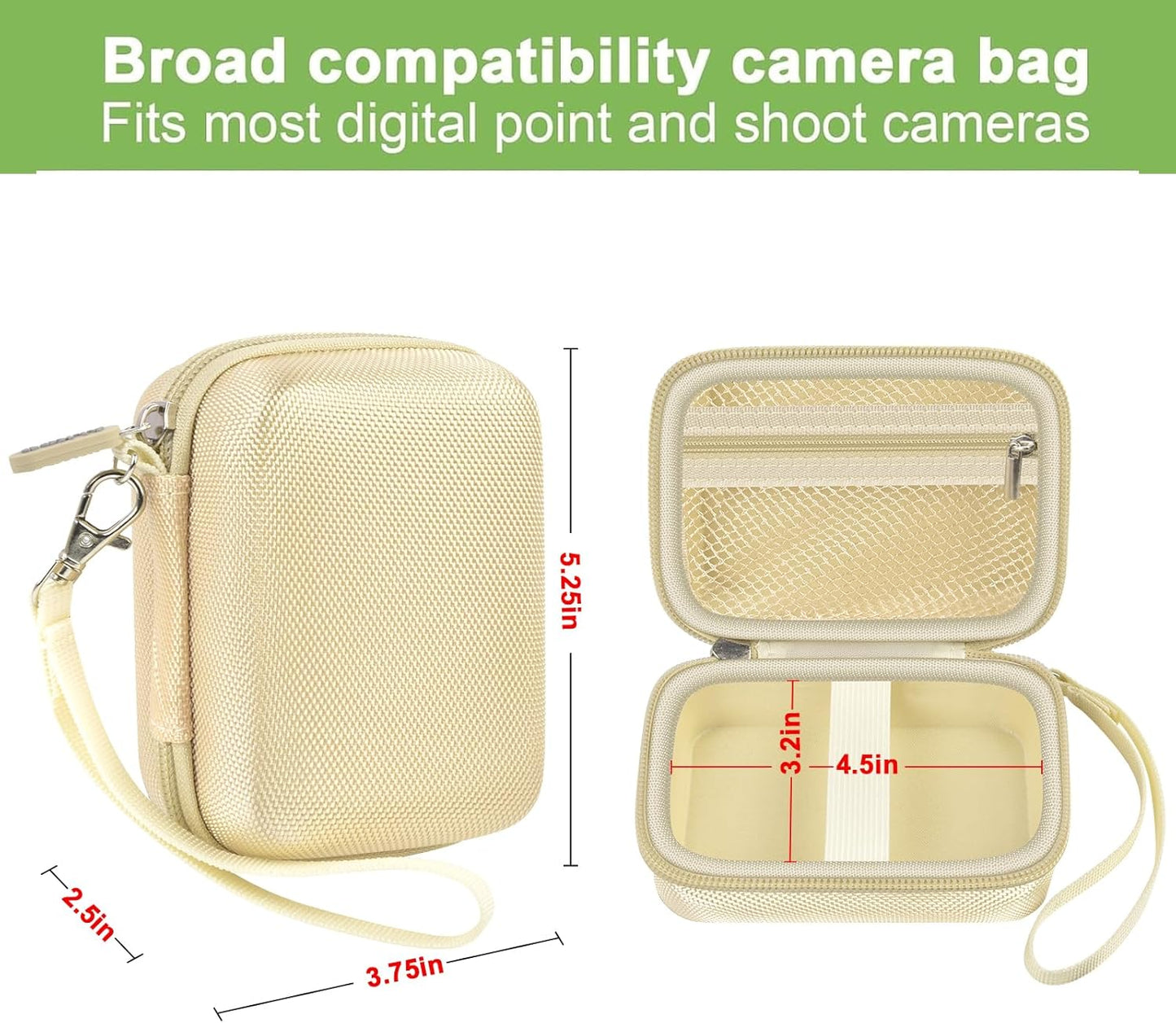 Case Compatible with VAHOIALD FHD 1080P Digital Camera/for CAMKORY Digital Point and Shoot/for Kodak PIXPRO FZ45-BK 16MP Vlogging/for IWEUKJLO/for Nsoela, Holder for SD Card More (Light Brown)