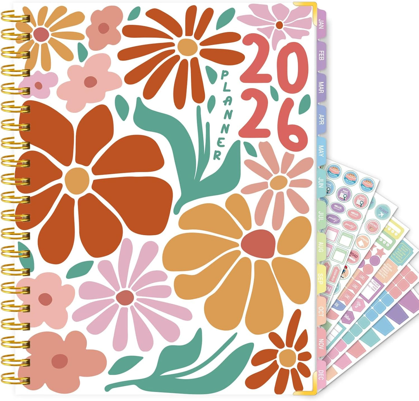 GuassLee Planner 2026 Daily Weekly and Monthly - Large A4 Planner from January 2026-December 2026, 8.8"x11.4" Aesthetic Teacher Student Agenda Book with Back Pocket, Stickers, Coated Tabs, A4 Size