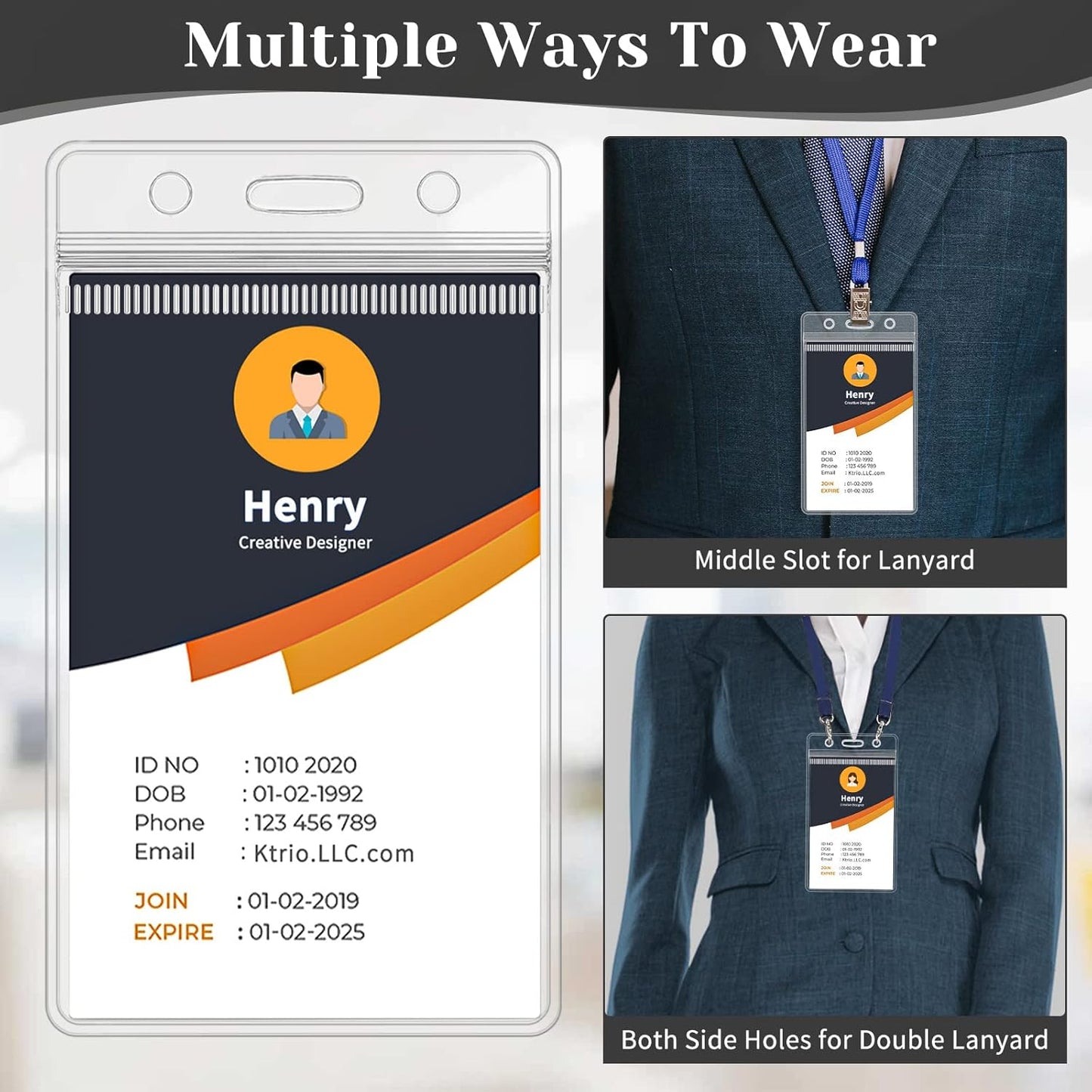 600 Pack Badge Holder, Plastic ID Badge Holder, Clear Waterproof ID Card Holder with Resealable Zip, 2.5" x 3.8" Vertical Name Tag Holder for Nurses and Office, Fits ID Card/Credit Card/Student Card