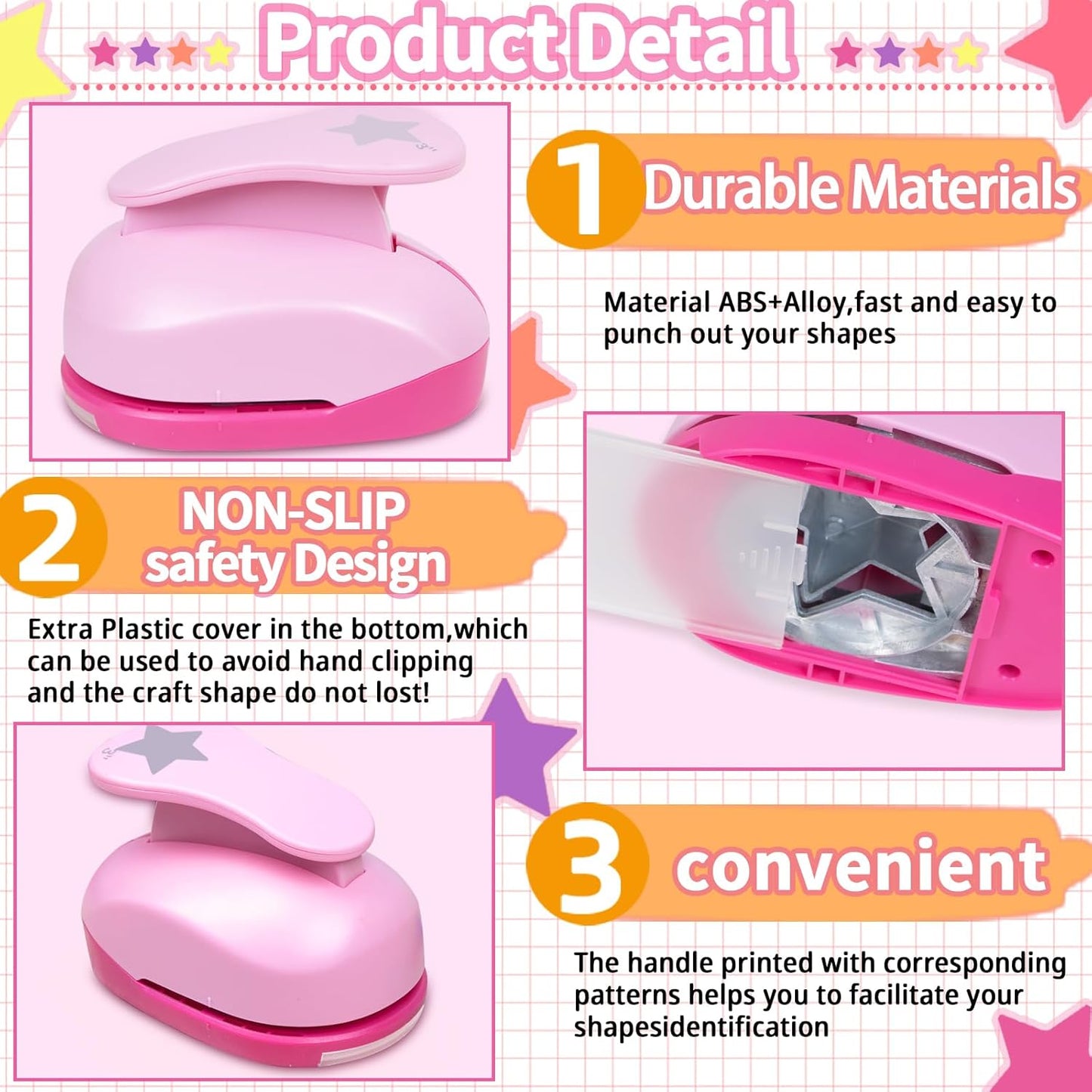 3 Inch Star Punch, Craft Hole Paper Punches, DIY Handmade Paper Puncher for Cardstock, Gift Wrapping, Greeting Cards and Scrapbook, Star Shape Lever Action Craft Punch