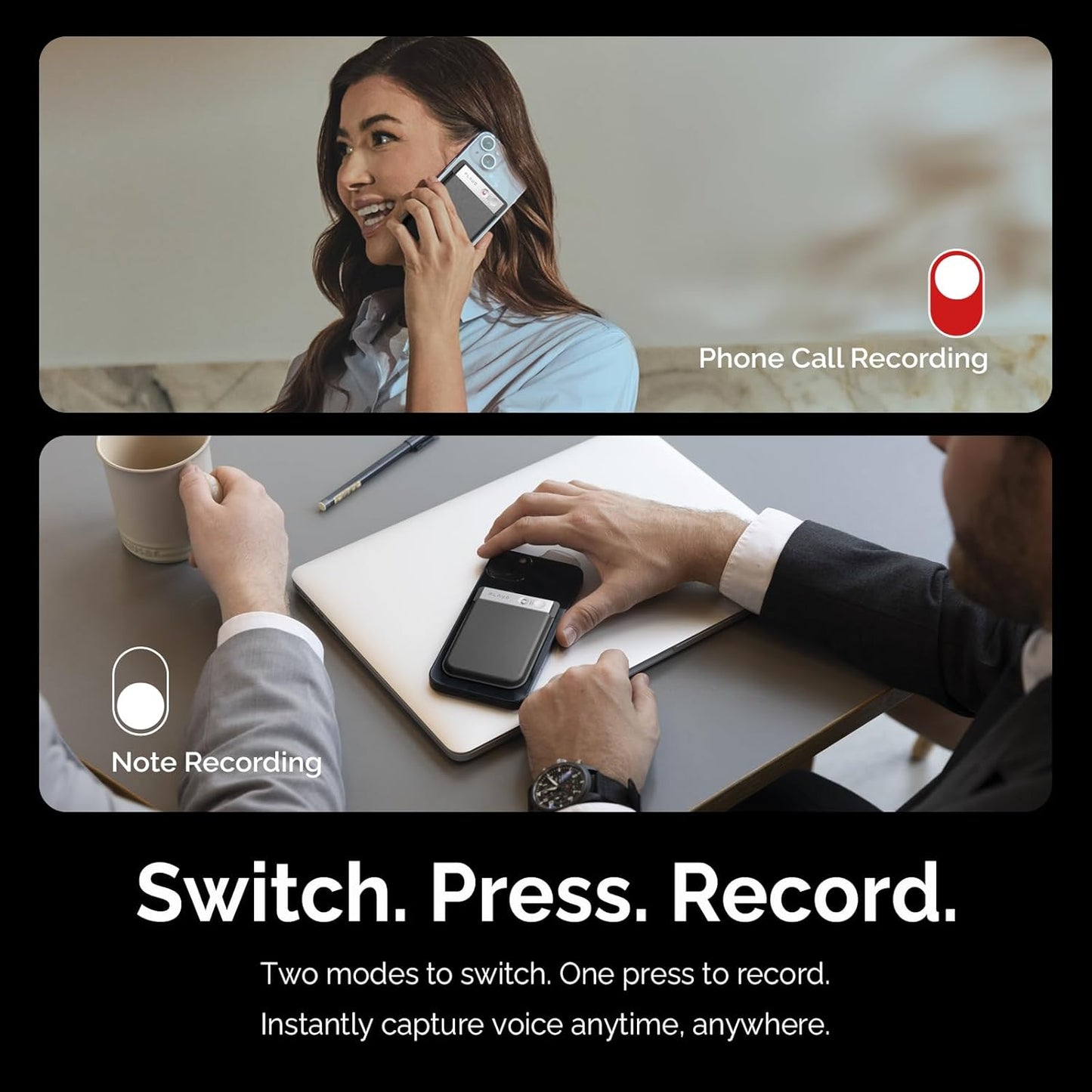 AI Voice Recorder, Note Voice Recorder w/Case, App Control, Transcribe & Summarize with AI Technology, Support 112 Languages, 64GB Memory, Audio Recorder for Lectures, Meetings, Calls, Silver