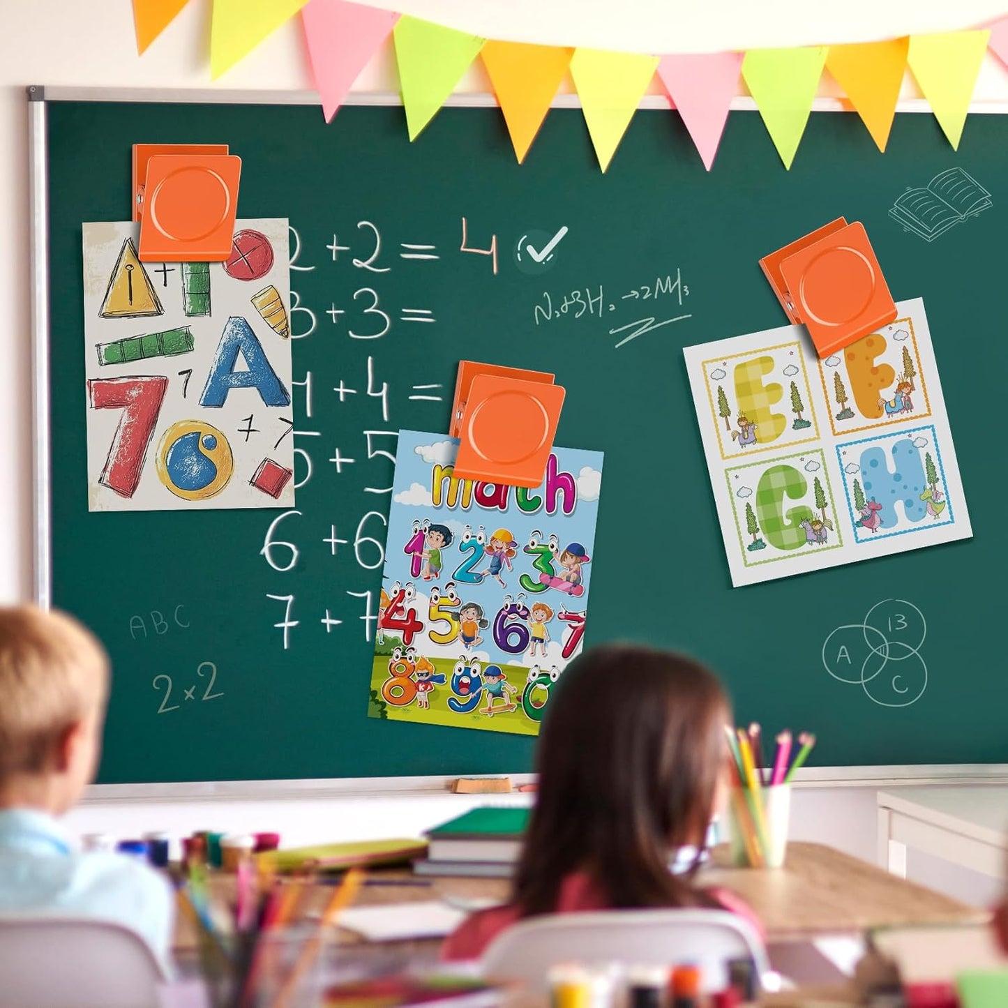 FINDMAG Extra Large Clip Magnets, 4 Pack Coloful Magnetic Clips Heavy Duty, Magnet with Clips for Home, Refrigerator, Hanging, Kitchen, Office - 2.2 Inch