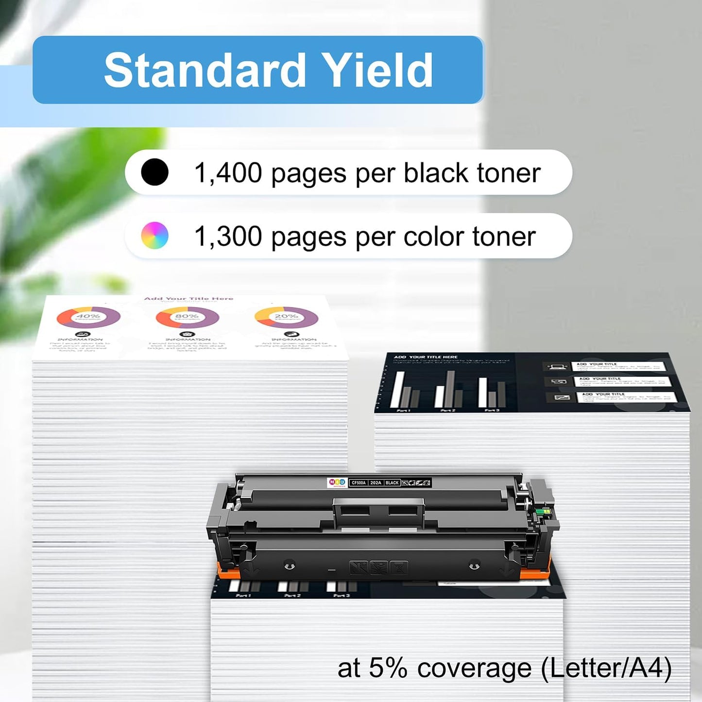 202A Toner Cartridges 4 Pack(with chip) Comaptible with 202A Toner Cartridges, Works with Color Laser Jet Pro M254dw; Color Laser Jet Pro MFP M281cdw, M281fdw Printers(Black Cyan Yellow Magenta)