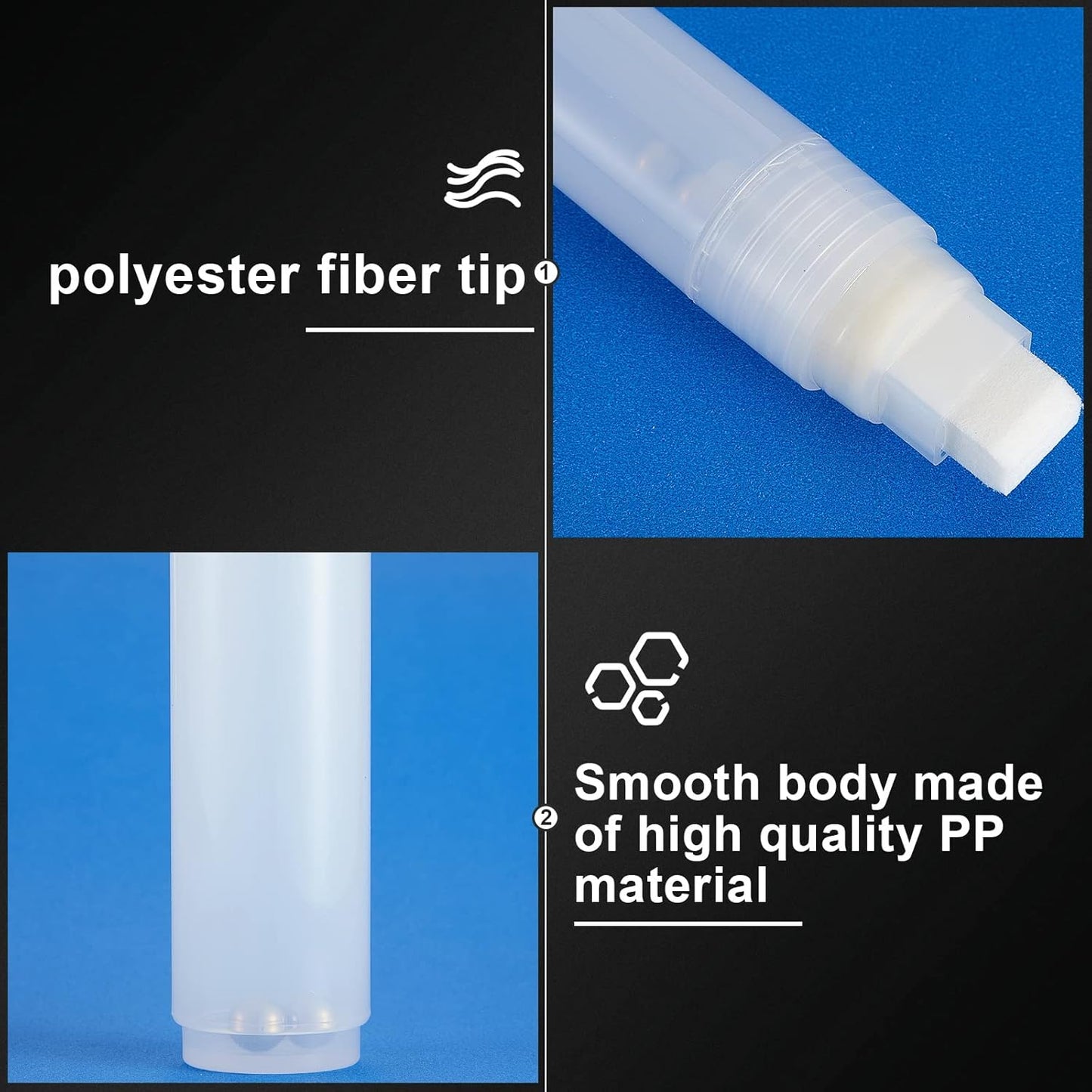 Epakh 4 Pack White Paint Pens Empty Acrylic Permanent Clear White Marker Pen Fine Point Empty Refillable Markers for Rock Painting Wood Ceramic Metallic Graffiti Paper Drawing(15 mm)