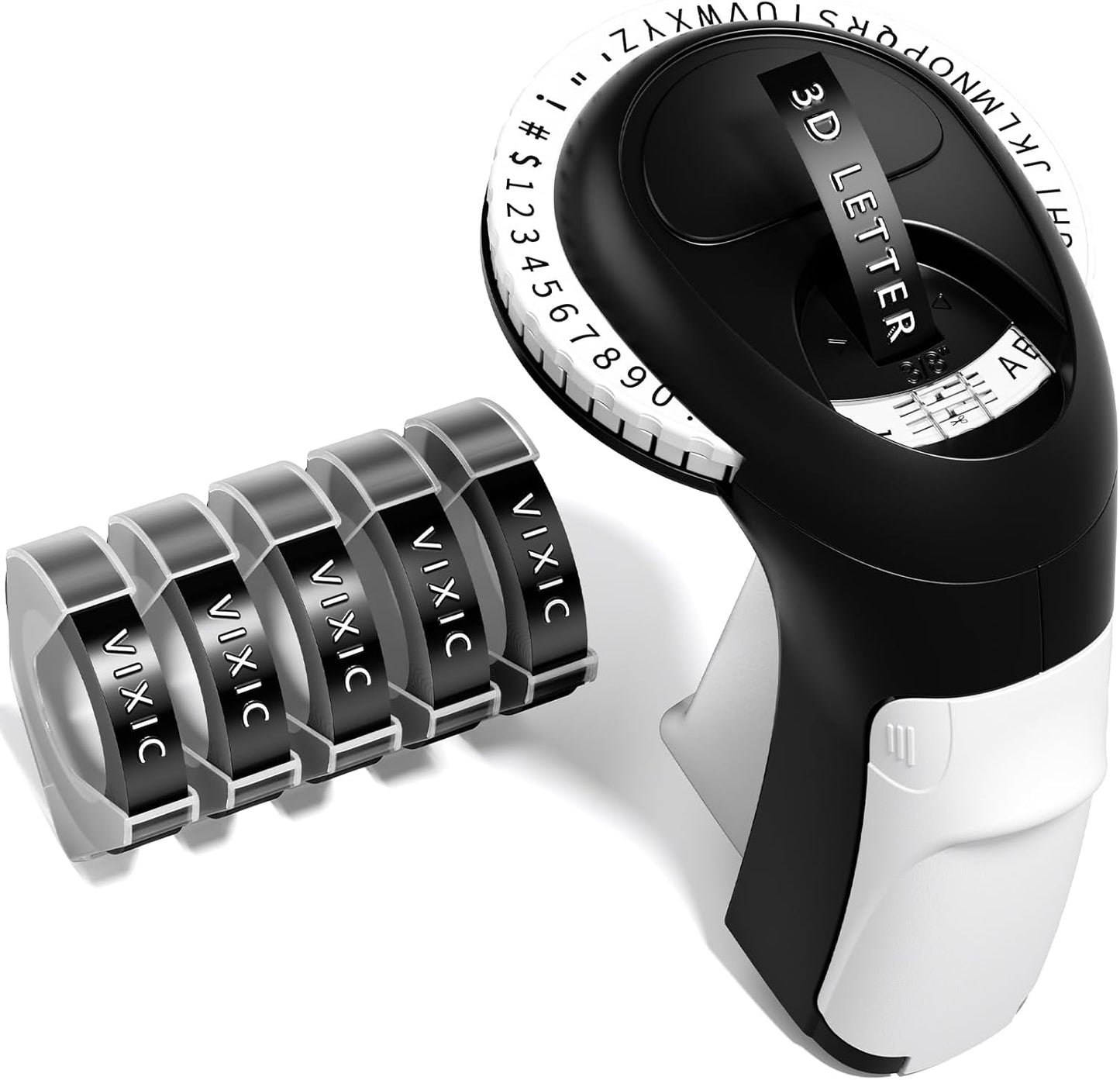 Embossing Label Maker, Manual Label Maker Emboss, Vintage Embossed Label Makers Machine with Tapes, Old School Labeler with 5 Rolls 3D Black Tapes for Home DIY & Crafting Kids School Items