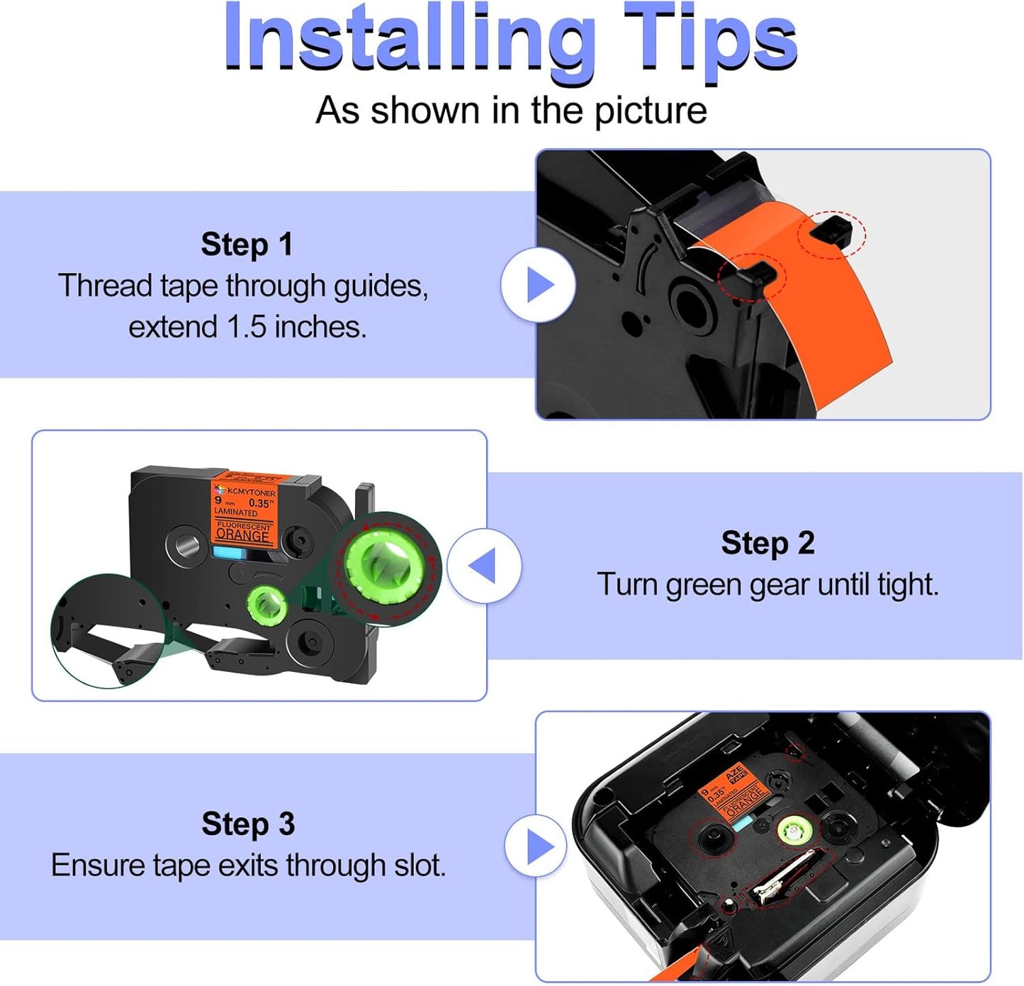 2 Pack Compatible for Ptouch TZe-B21 TZ-B21 TZe TZ Label Tape 9mm 0.35'' Laminated Black on Fluo Orange Label Maker Tape for PT-9700PC PT-1880 PT-1230PC PT-1280 PT-1800 PT-1830