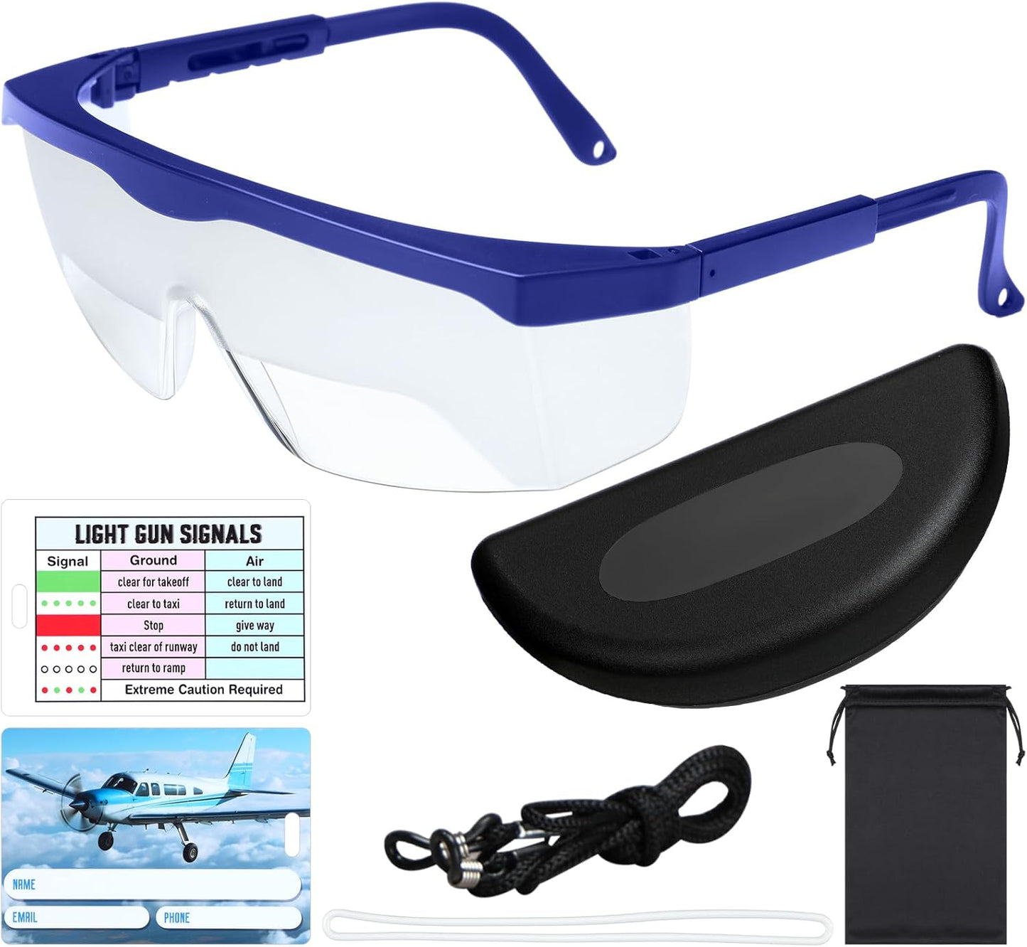 Aviation Flight Training Glasses Adjustable View Limiting Goggles Device with Glasses Box and Tag (Blue)