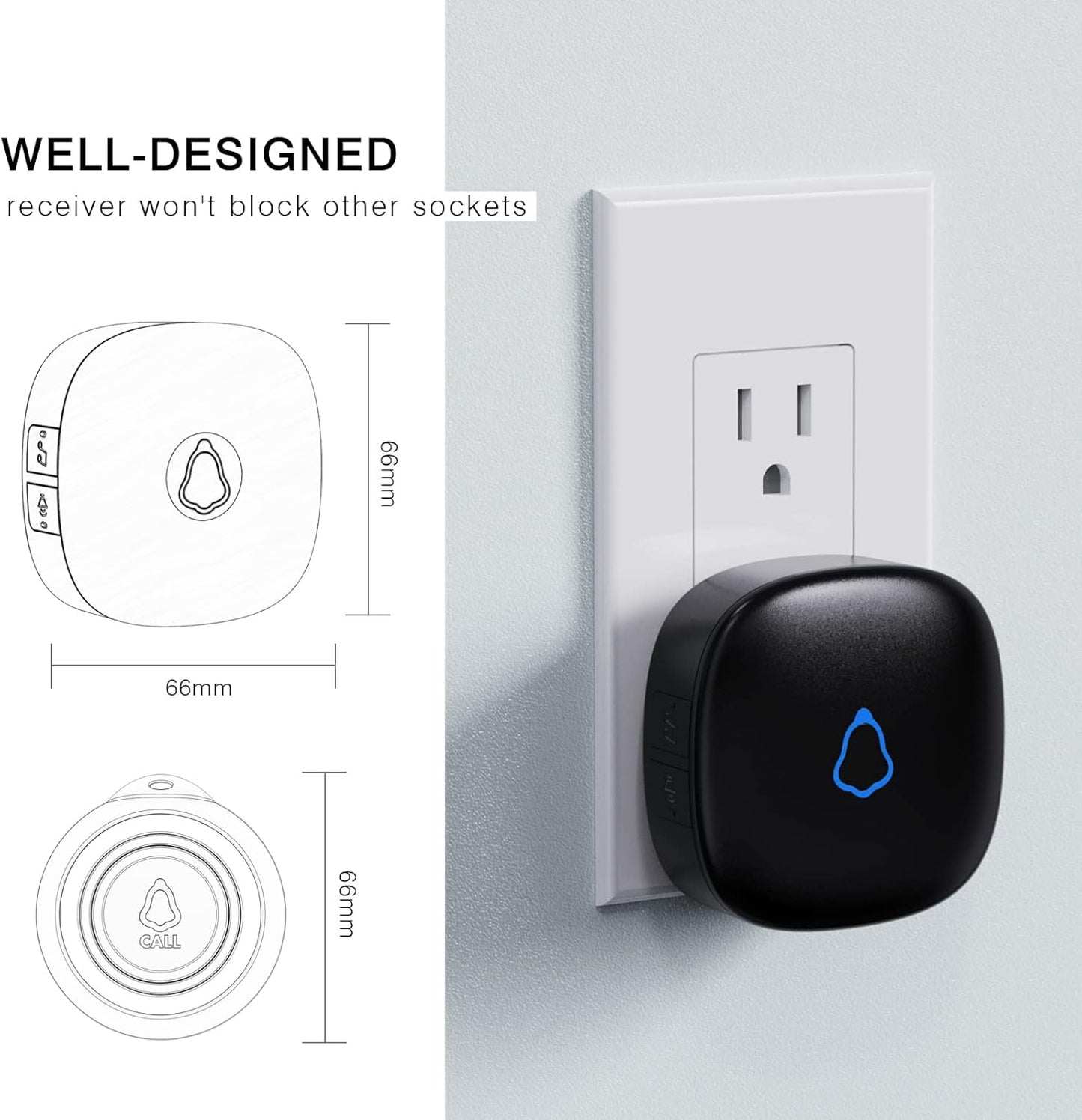 Caregiver Pager, Wireless Call Button for Seniors/Elderly at Home, 1 SOS Button + 1 Receiver Medical Life Alert System, Emergency Panic Call Bell, Help Alarm for Nurse Calling & Patient Assistance