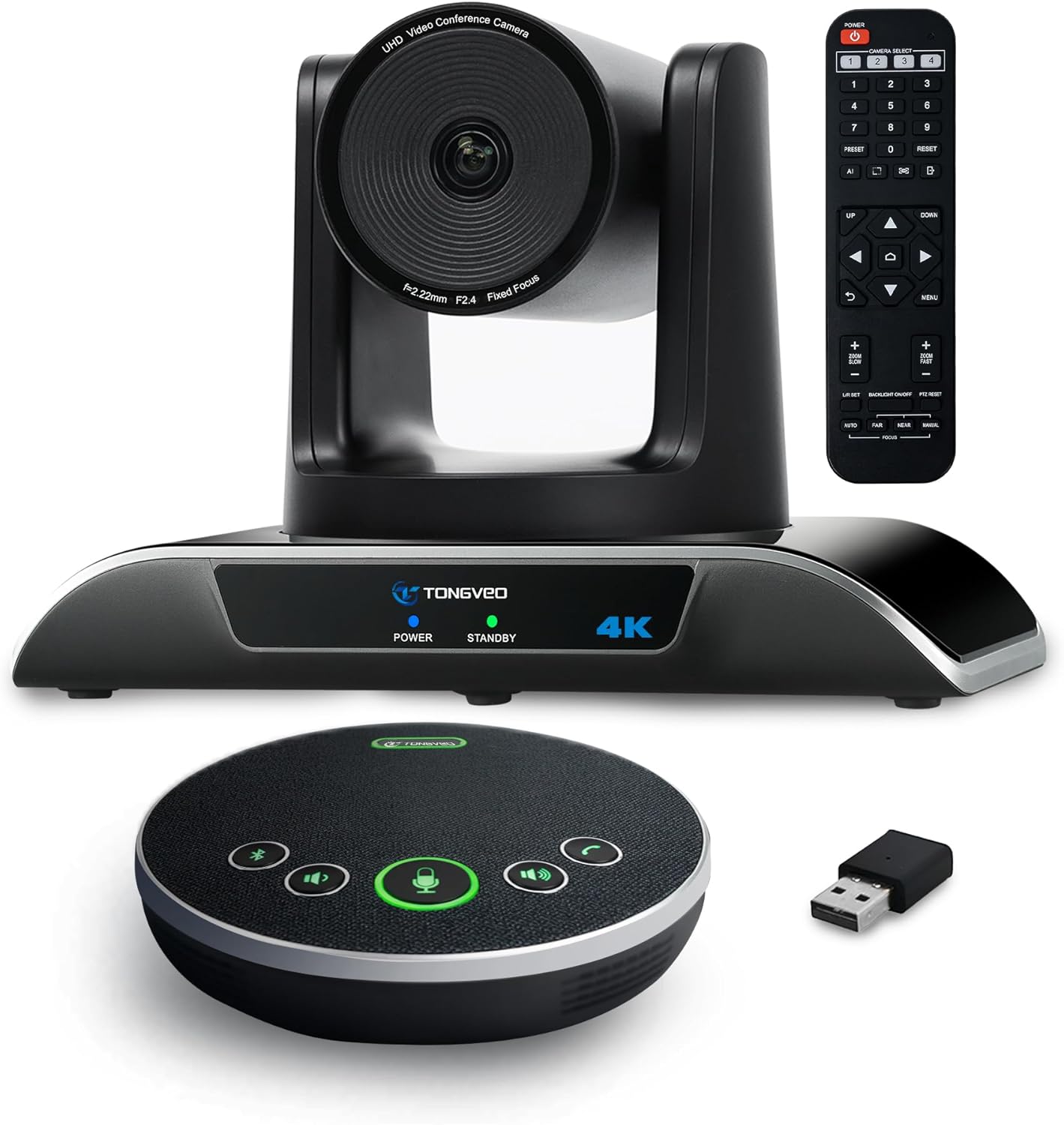4K Conference Room Camera System, AI Auto-Tracking PTZ Camera 5X Digital Zoom with Speakerphone Set 120° Wide-Angle USB3.0 for Zoom YouTube Teams OBS and More
