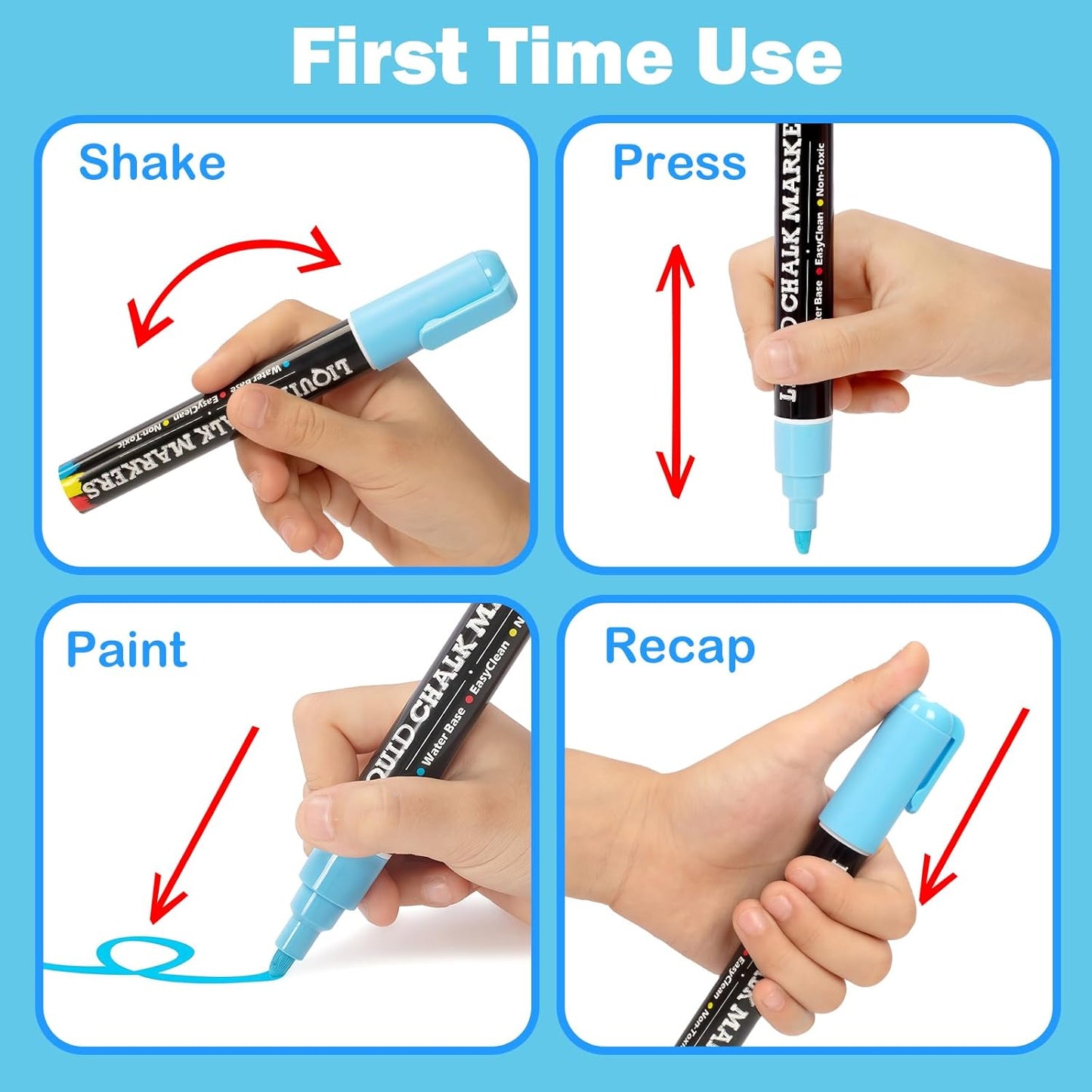 30 Pack Liquid Chalk Markers for Blackboard, Dry Erase Markers Pens for Chalkboard Calendar Window Car Glass, 6mm Reversible Tip, Dust-Free Chalk Pens for School Kids Bistro Businesses Restaurants