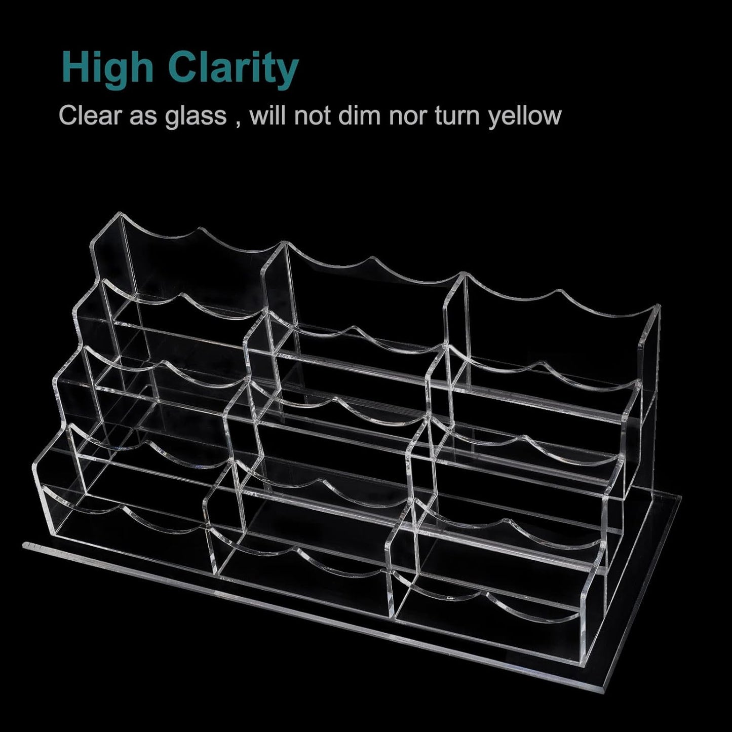 Business Acrylic Card Holder Display for Desk, 12 Slots 4 Tiers Multiple-Clear Acrylic Business Card Stand Set, Holds Approximately 600 Cards