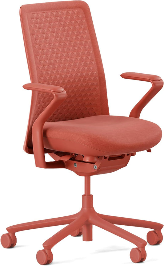 Branch Verve Chair - High Performance Executive Office Chair with Contoured Seat Back and Adjustable Lumbar Rest - High Density Foam Cushion with Aluminum Base - Up to 275 lbs - Coral