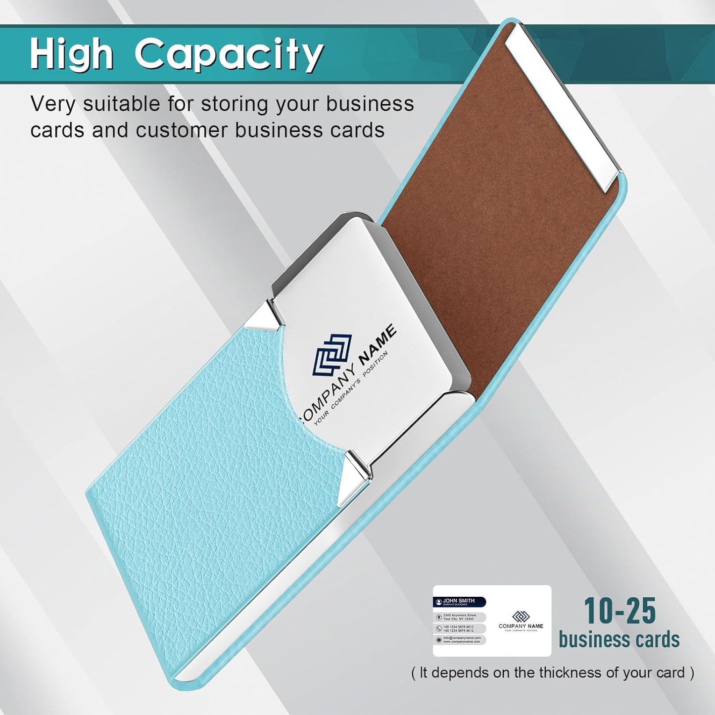 Business Card Holder, Pocket Business Card Case, Slim Card Holders for Men or Women, PU Leather Business Card Carrier Metal RFID Blocking Name Card Holder with Magnetic Clasp