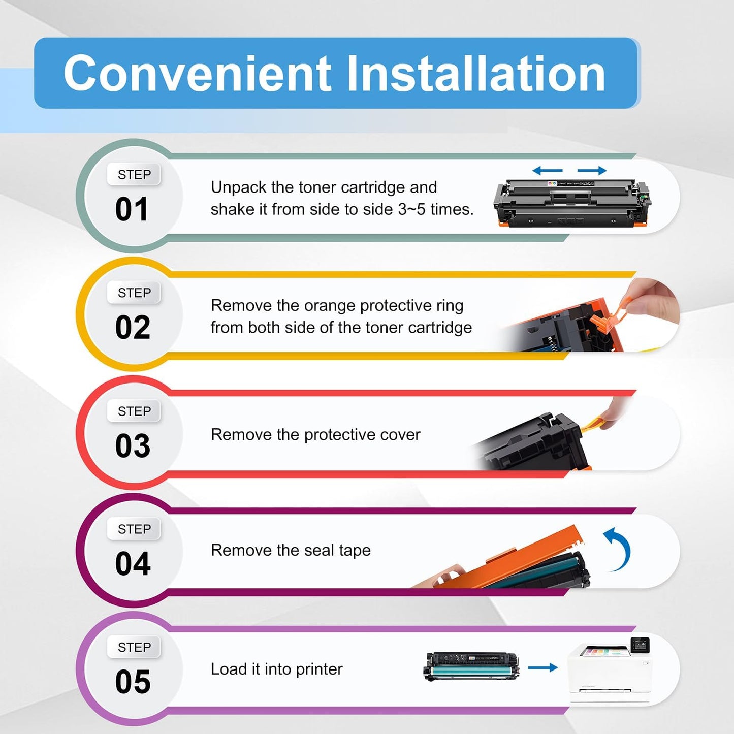 202A Toner Cartridges 4 Pack(with chip) Comaptible with 202A Toner Cartridges, Works with Color Laser Jet Pro M254dw; Color Laser Jet Pro MFP M281cdw, M281fdw Printers(Black Cyan Yellow Magenta)
