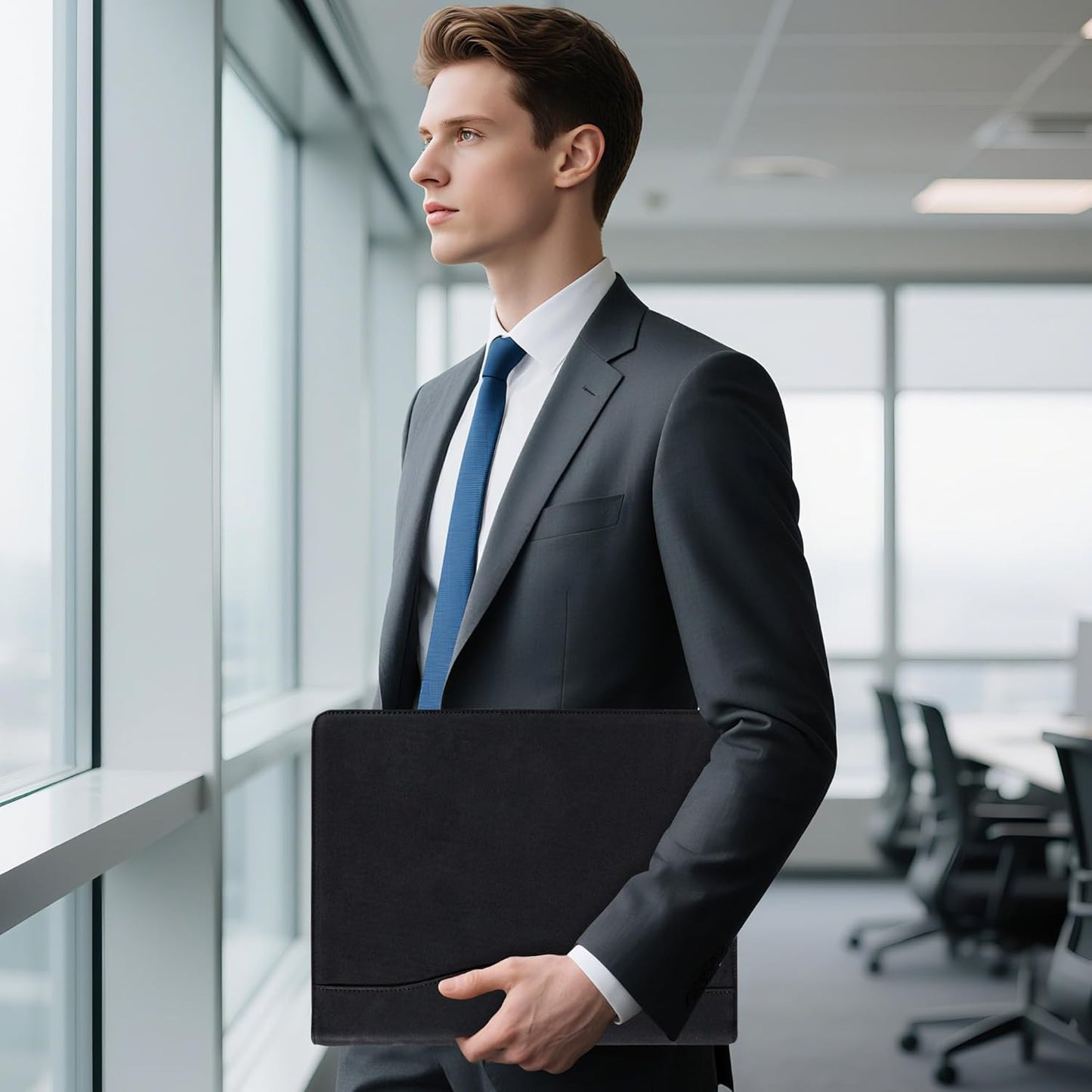 AZXCG Custom Padfolio Binder, Free Engraved Name,Leather Padfolio for Men and Women,Interview Resume Folder,Business Card Holder,Gift Portfolio